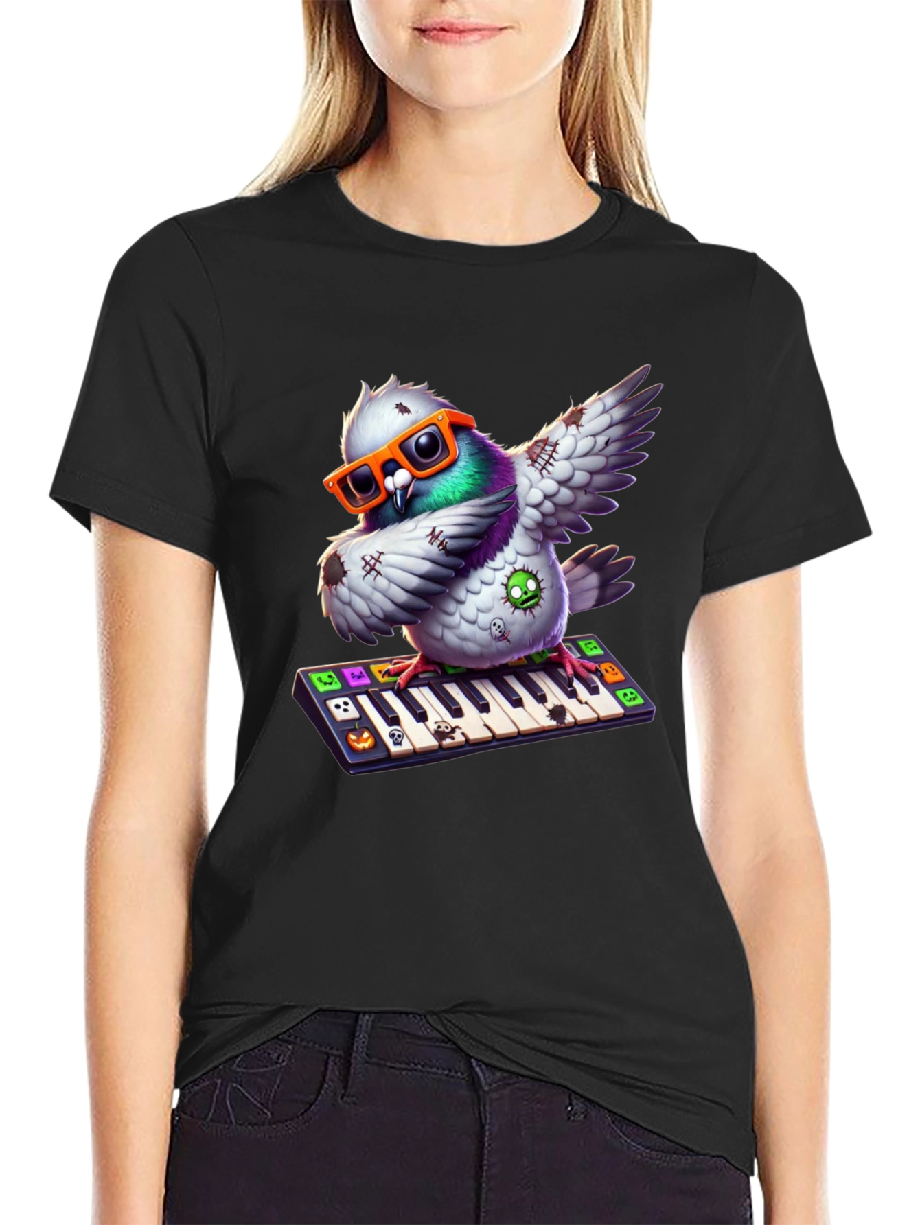Pigeon Pianist Halloween T-Shirt