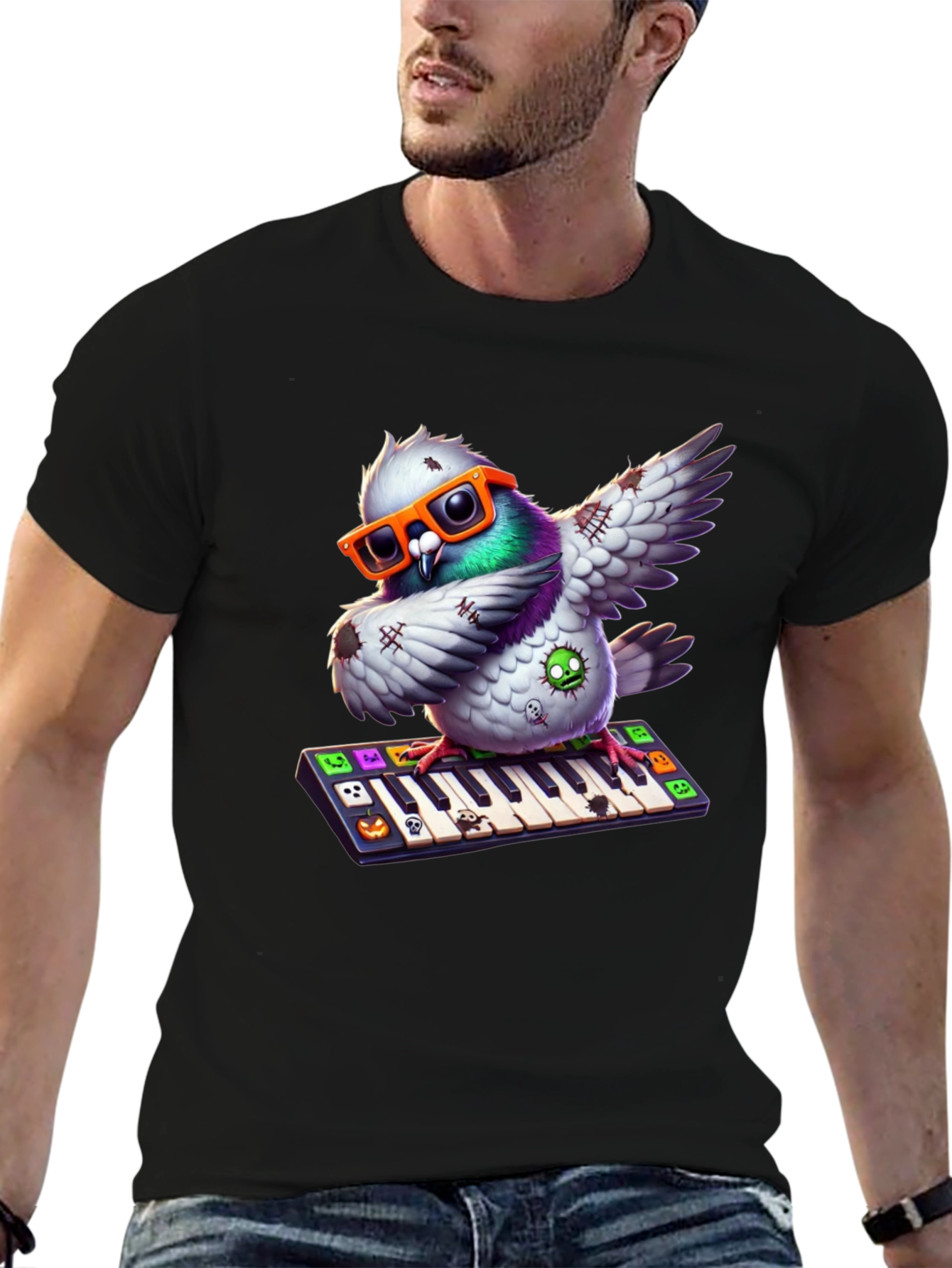 Pigeon Pianist Halloween T-Shirt