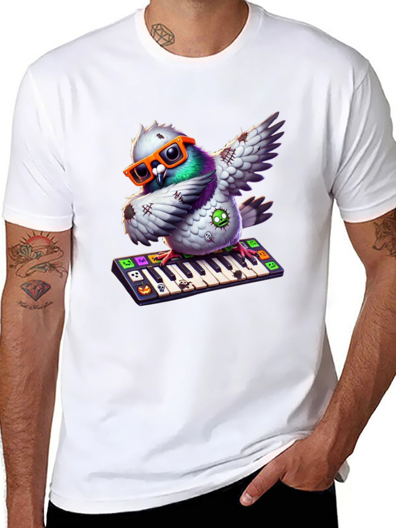 Pigeon Pianist Halloween T-Shirt