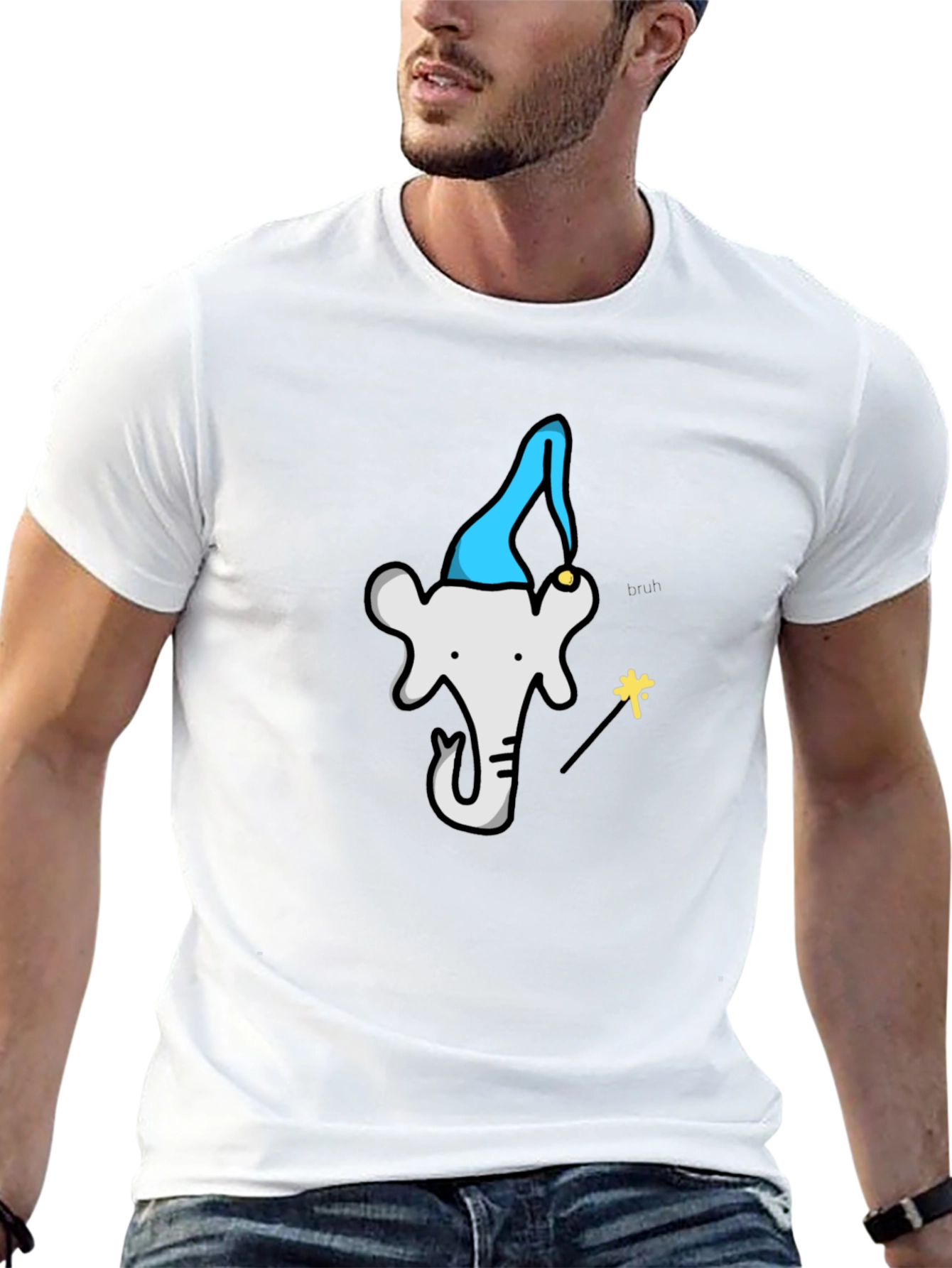 Wizard Elephant Graphic Tee - Black Cotton T-Shirt