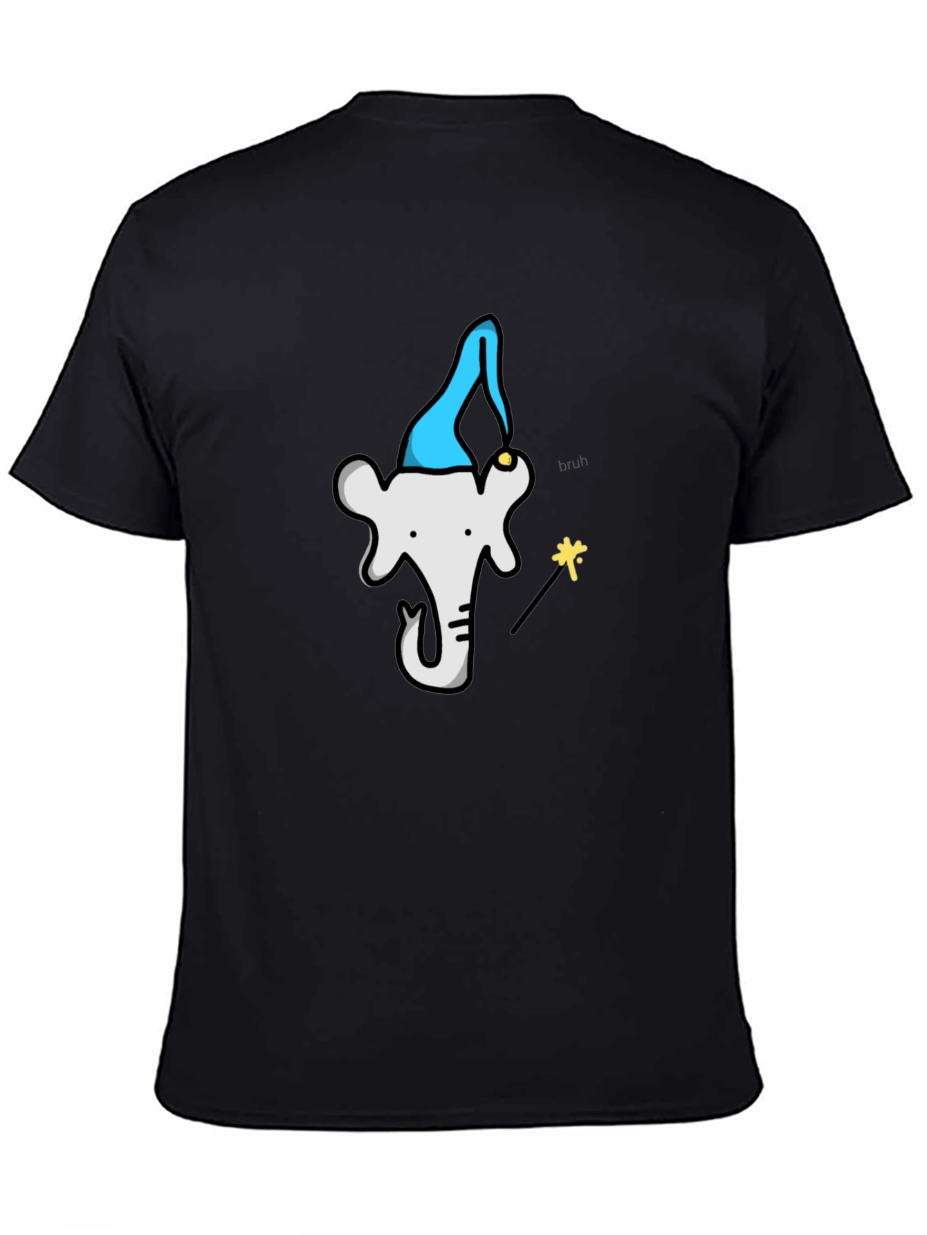 Wizard Elephant Graphic Tee - Black Cotton T-Shirt
