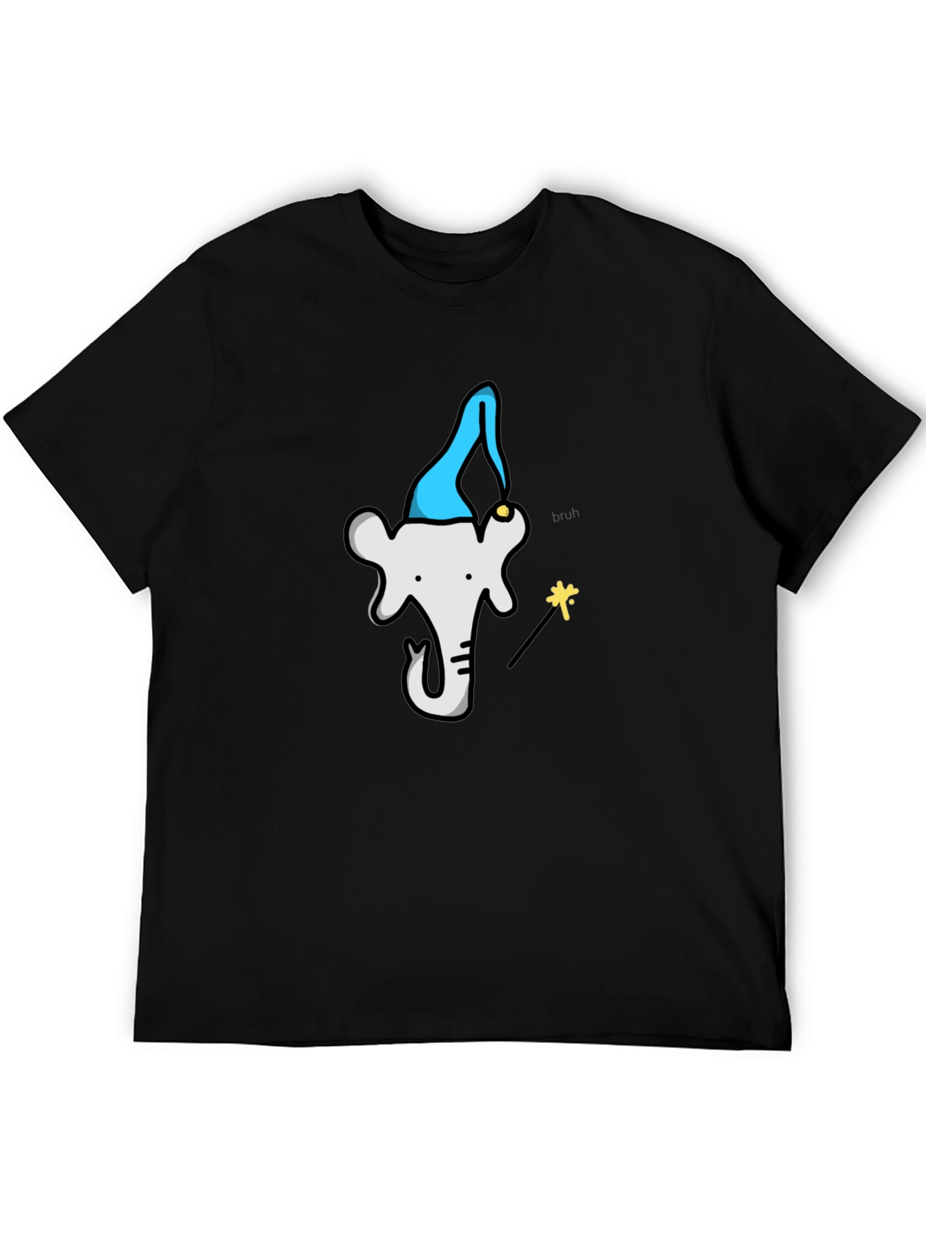 Wizard Elephant Graphic Tee - Black Cotton T-Shirt