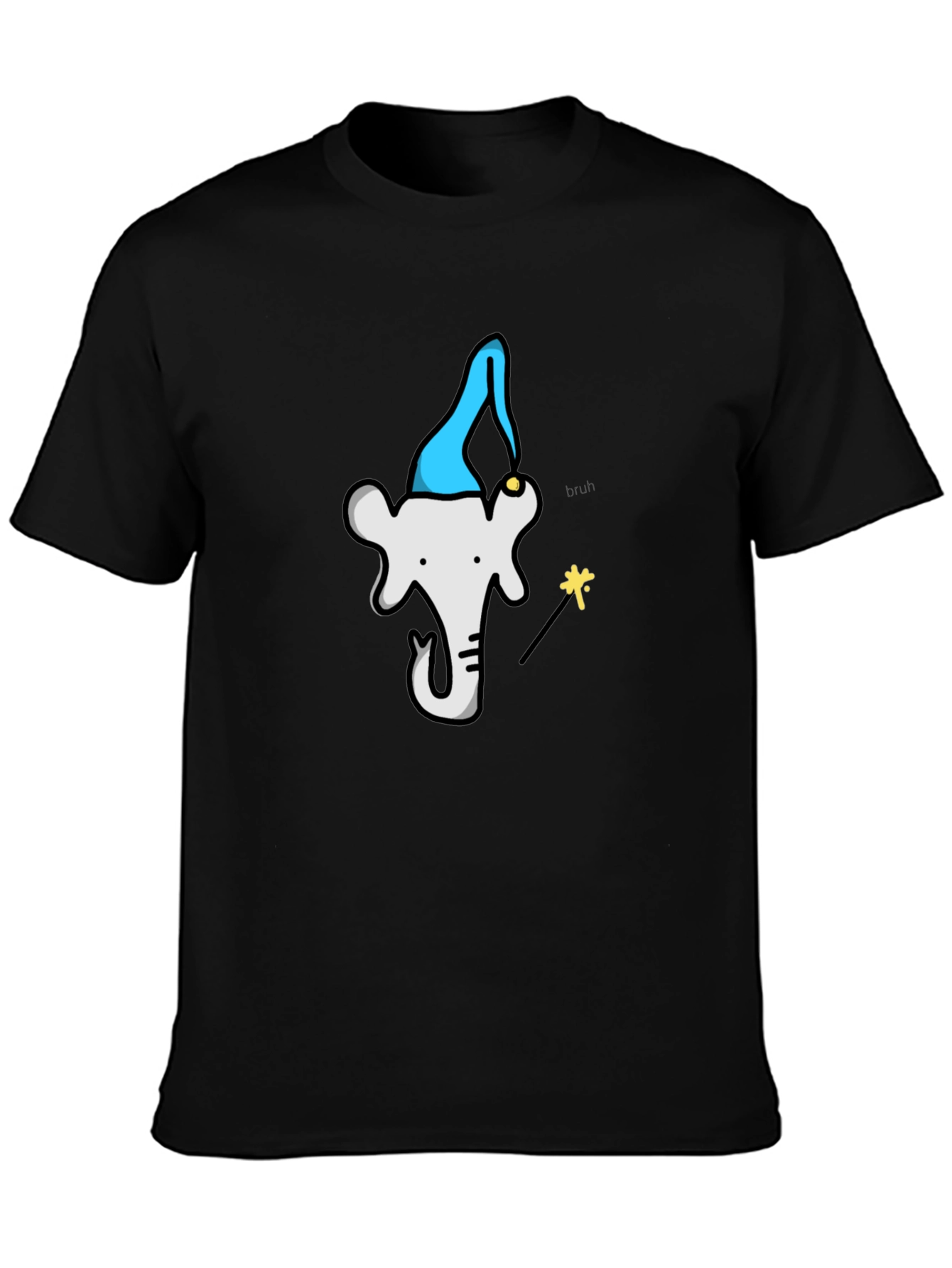 Wizard Elephant Graphic Tee - Black Cotton T-Shirt