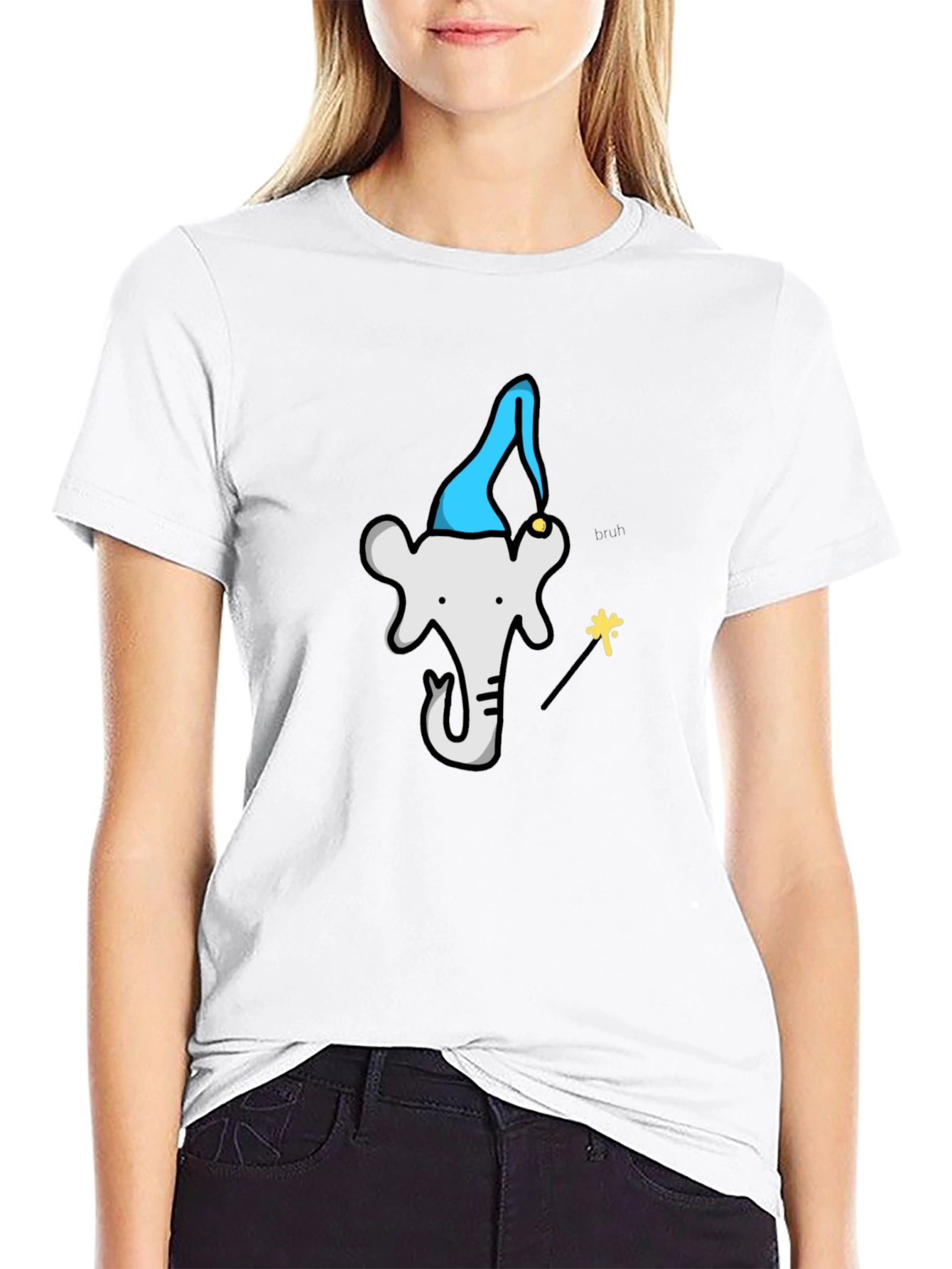 Wizard Elephant Graphic Tee - Black Cotton T-Shirt