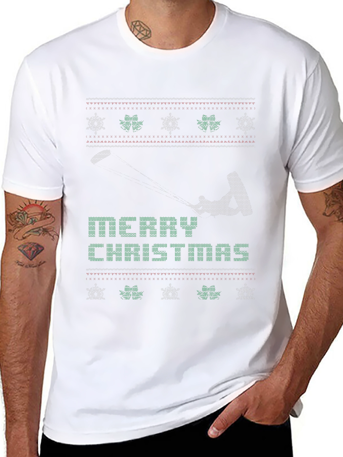 Merry Christmas Kitesurfing Ugly Sweater Tee