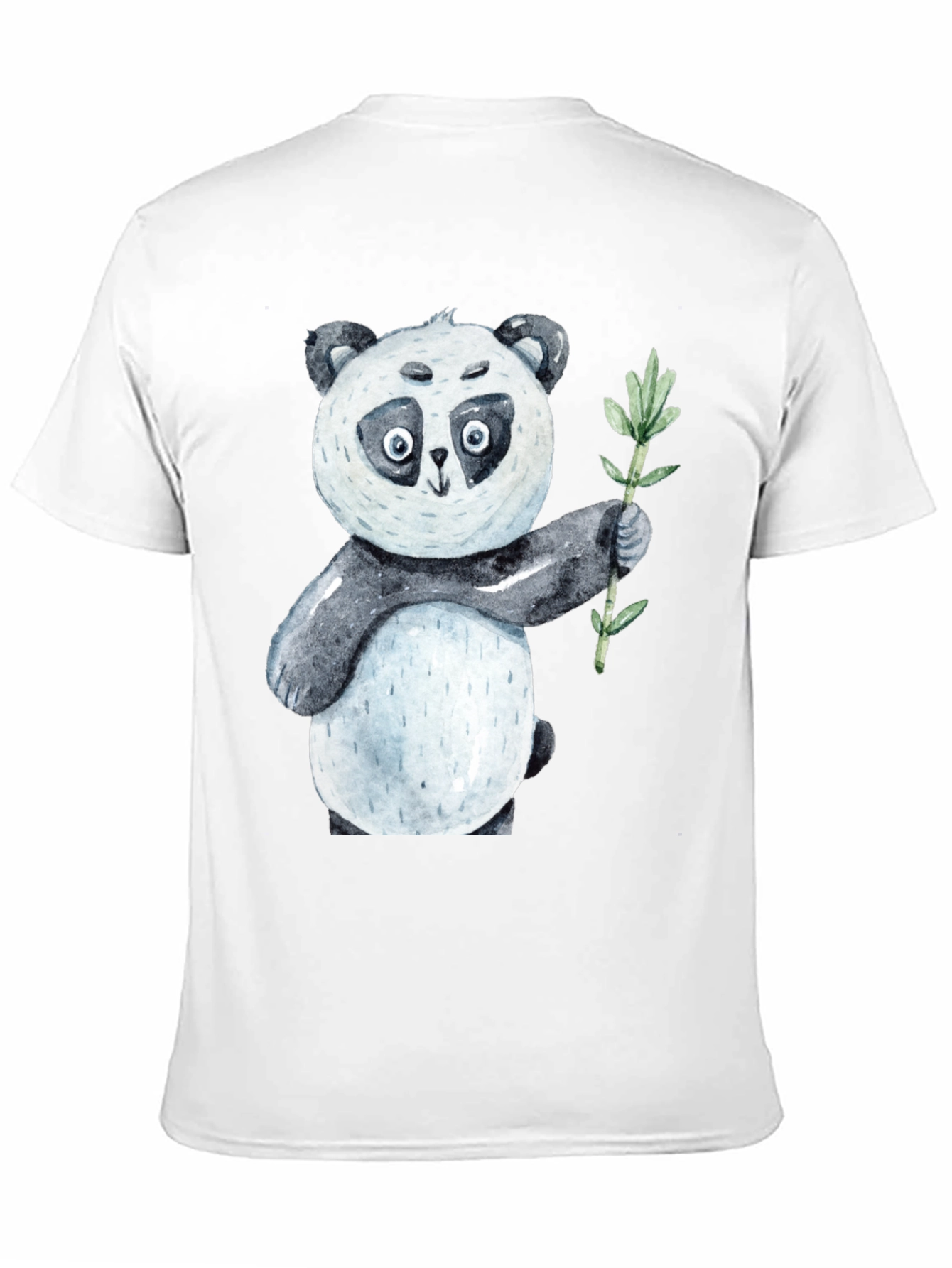 Cute Panda Bear Holding Bamboo Black T-Shirt