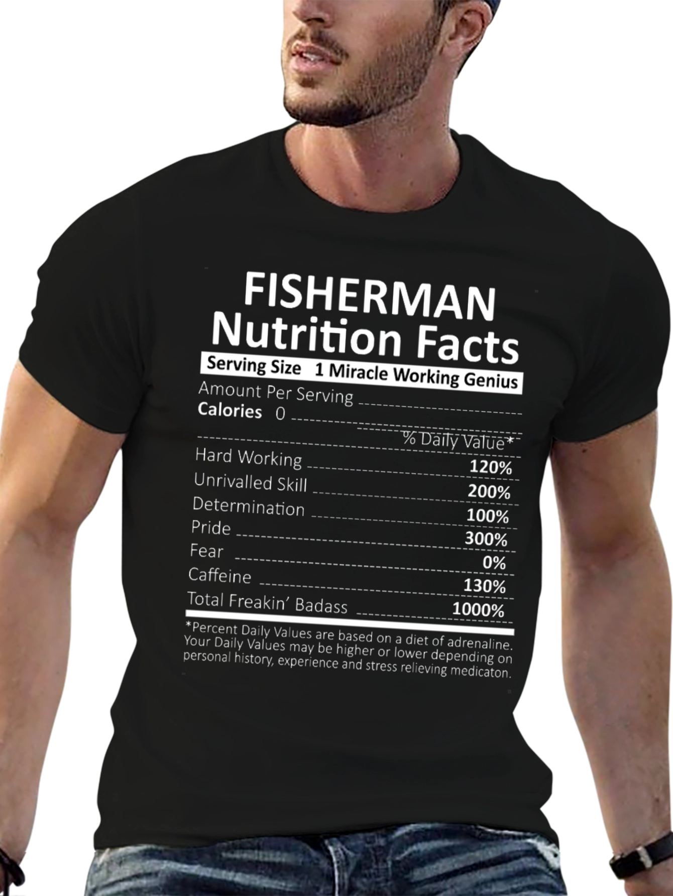 Fisherman Nutrition Facts Graphic Tee