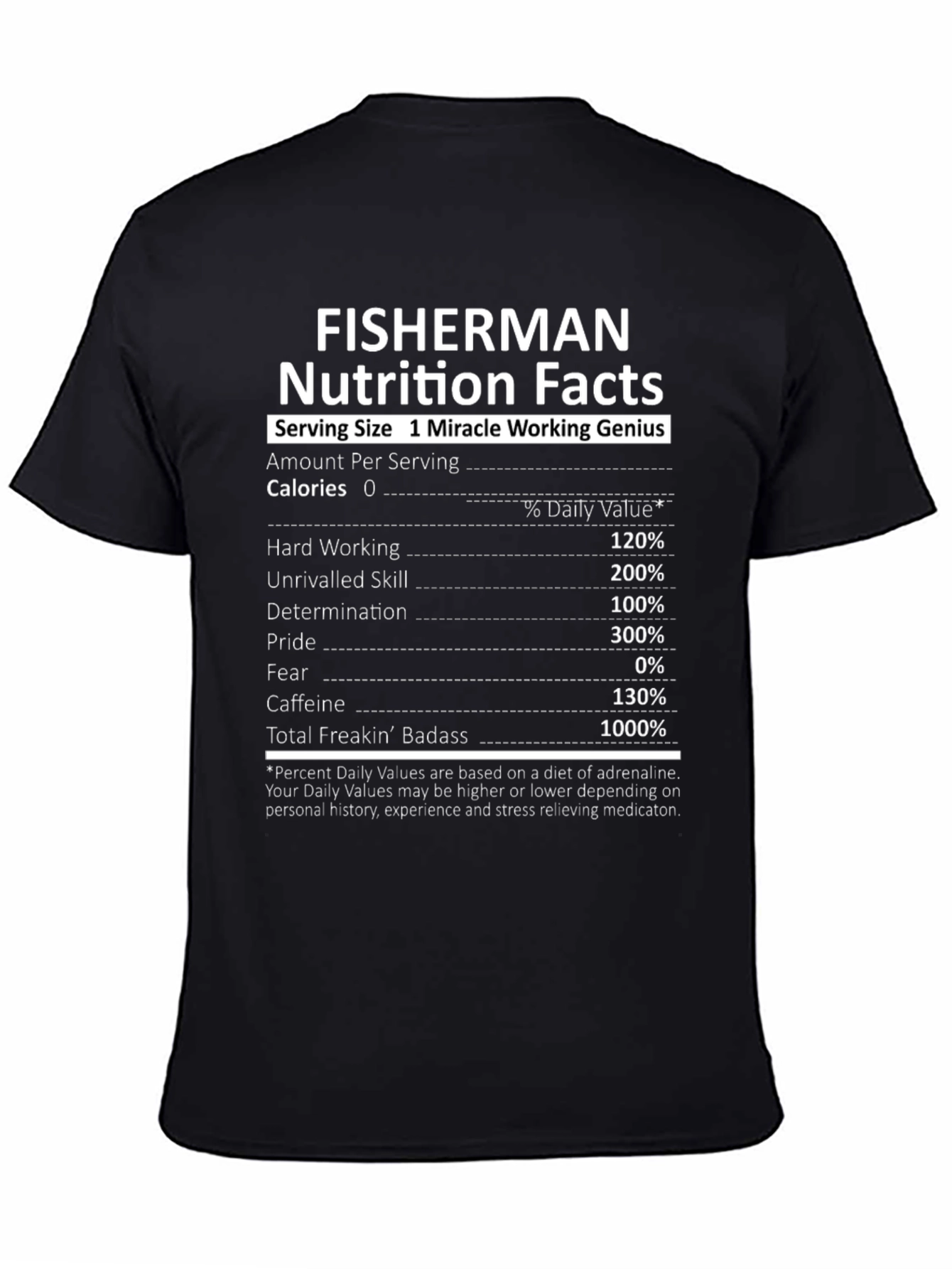 Fisherman Nutrition Facts Graphic Tee