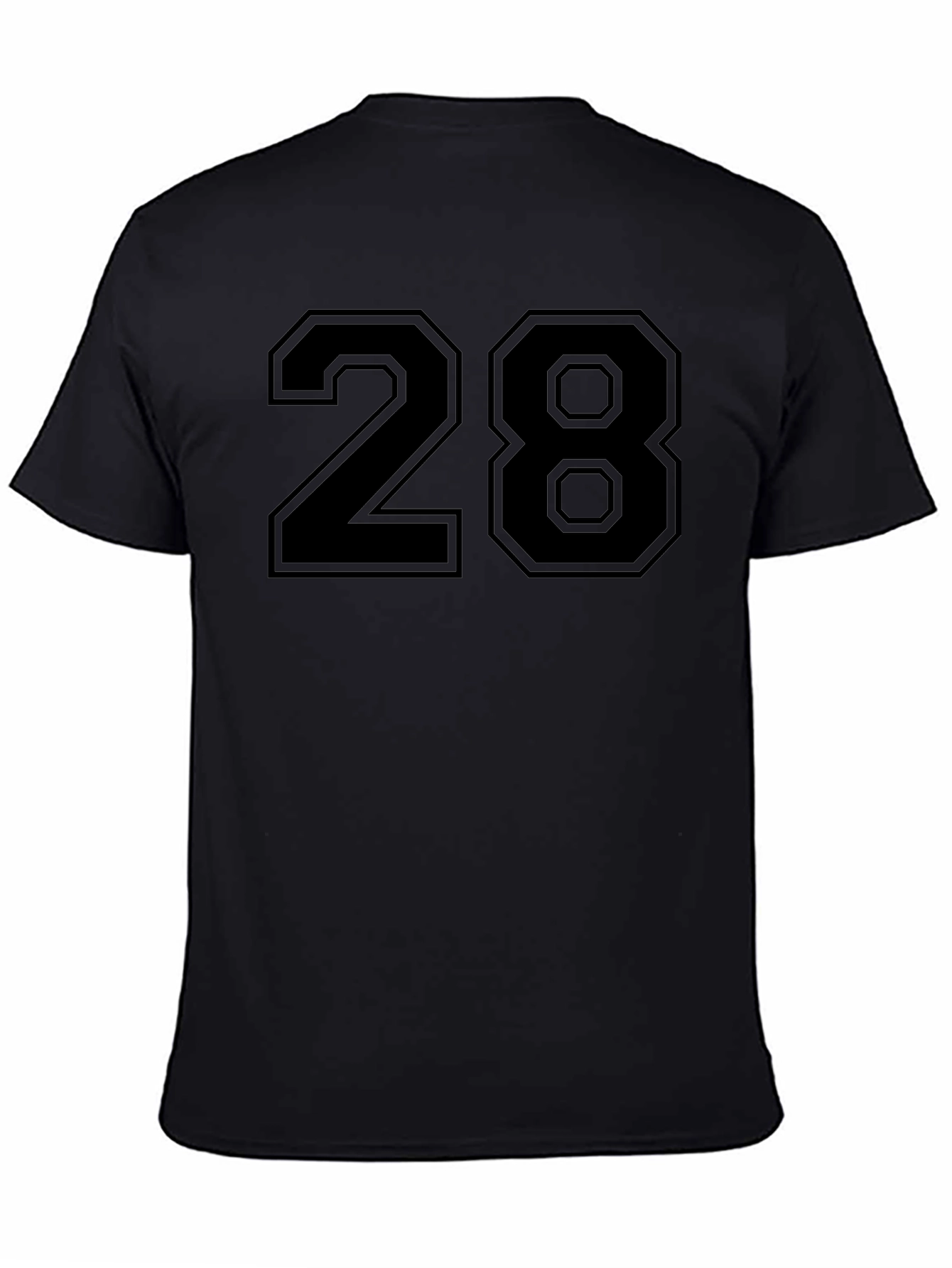 Mens Black T-Shirt with Number 28 Graphic