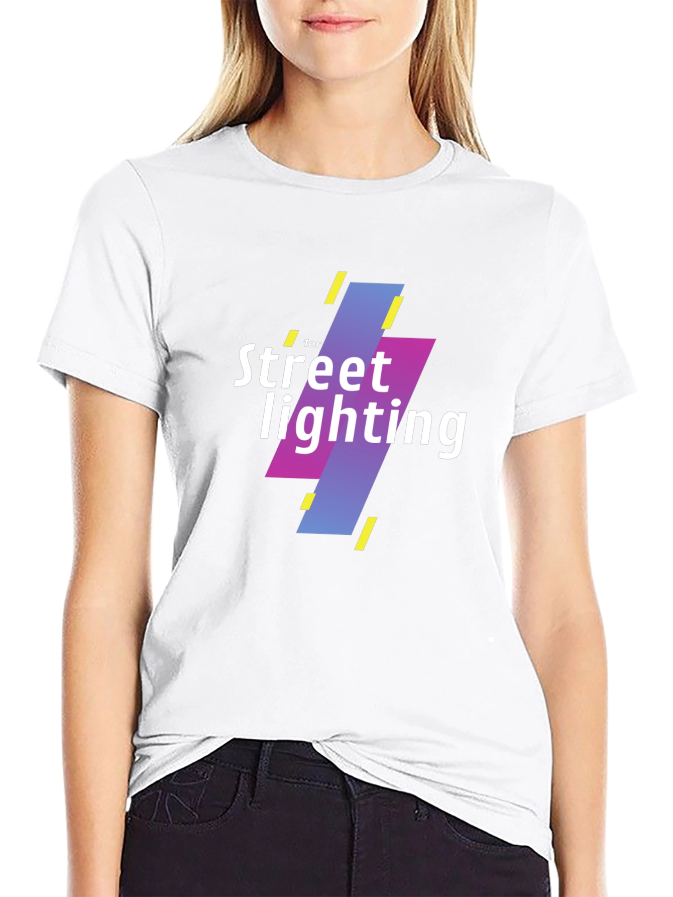 Street Lighting Graphic Tee - Modern Black T-Shirt