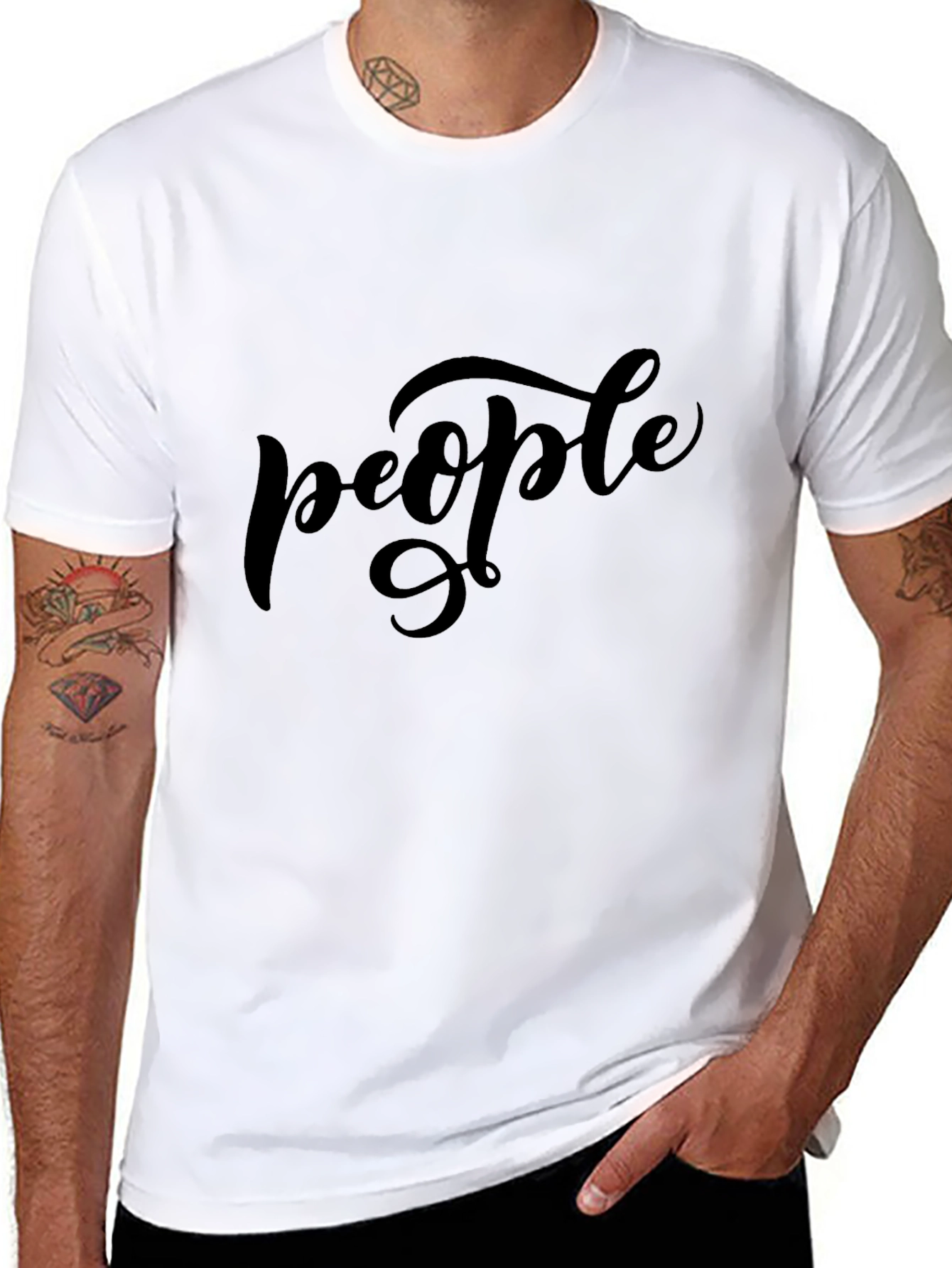 People Graphic Black T-Shirt Casual Wear