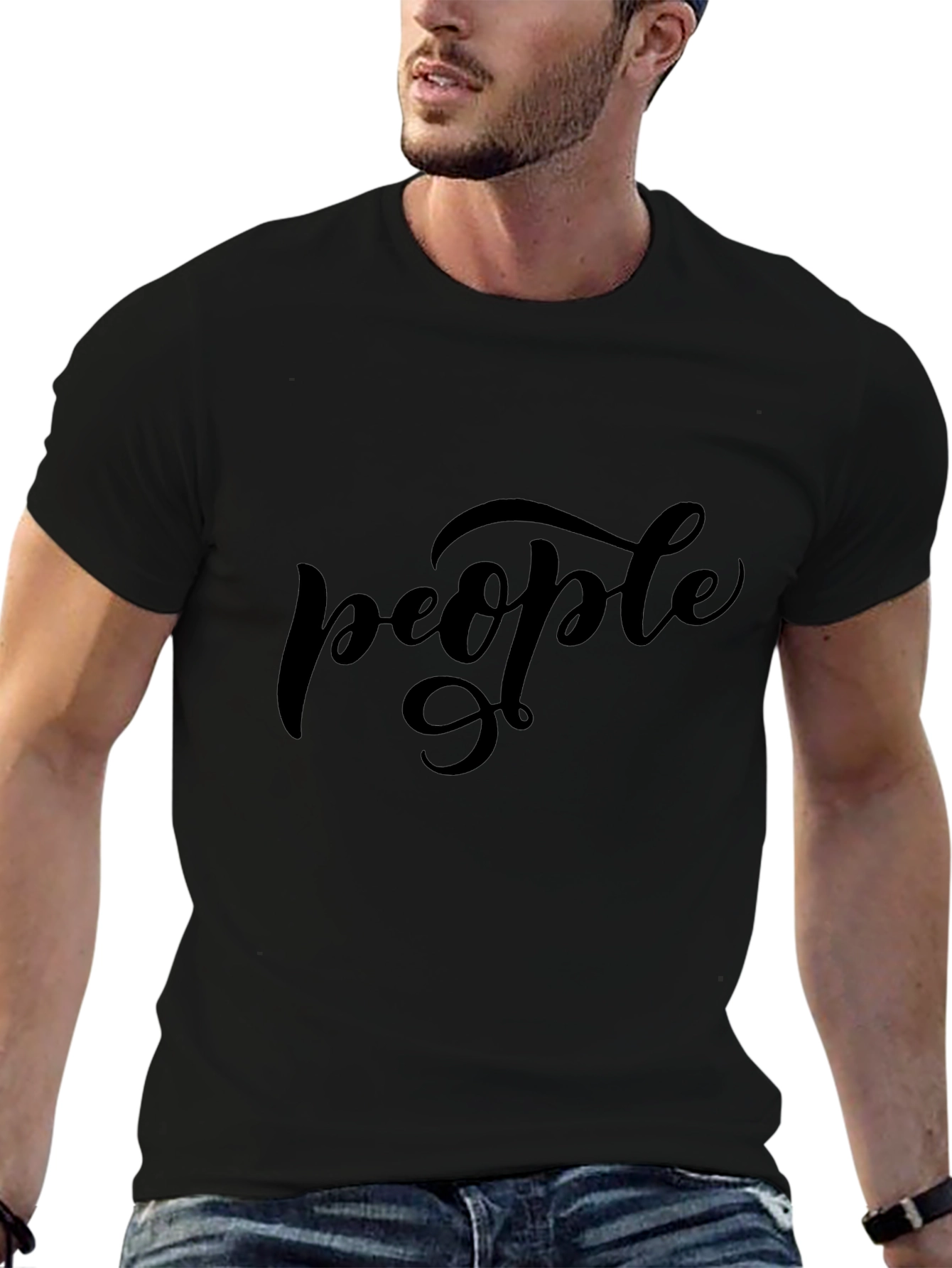 People Graphic Black T-Shirt Casual Wear