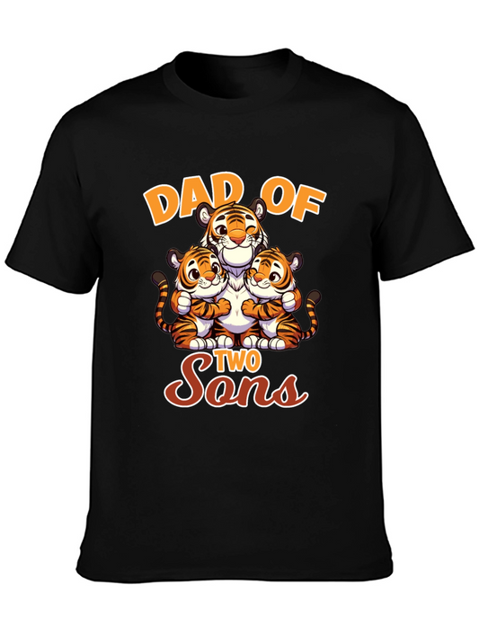 Dad of Two Sons Tiger Graphic T-Shirt