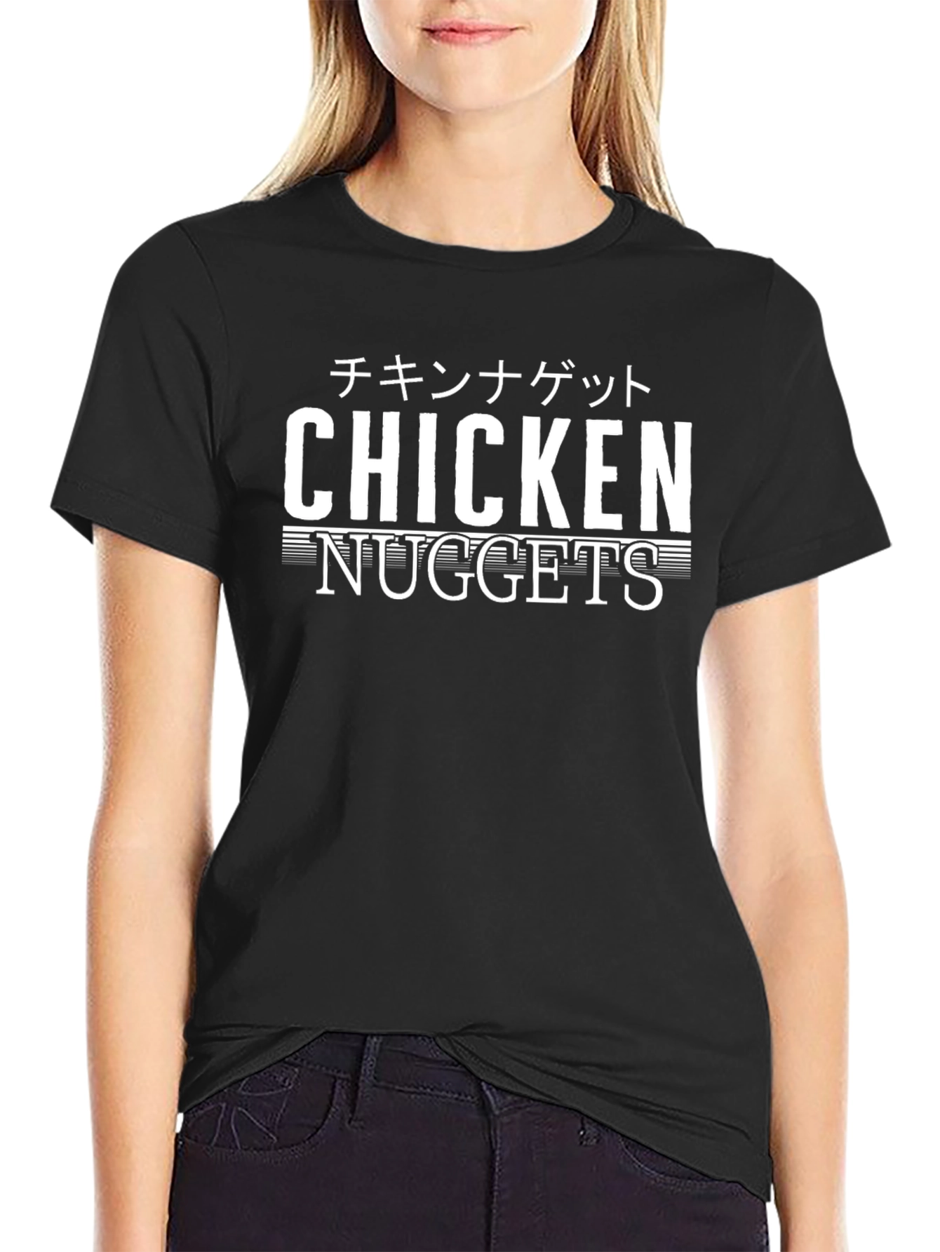 Chicken Nuggets Graphic Tee - Funny Japanese Text Shirt