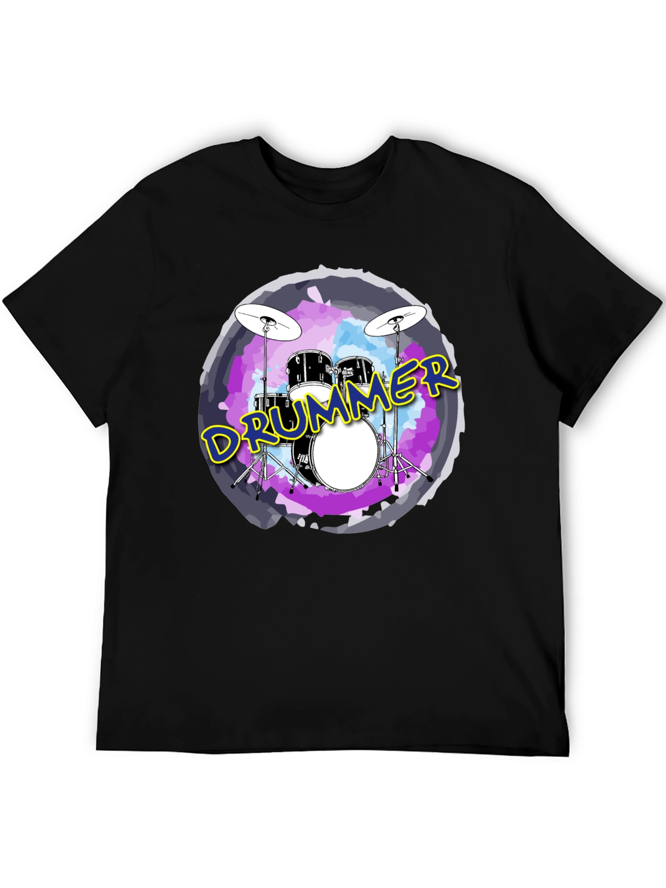 Drummer Graphic Black Crew Neck T-Shirt