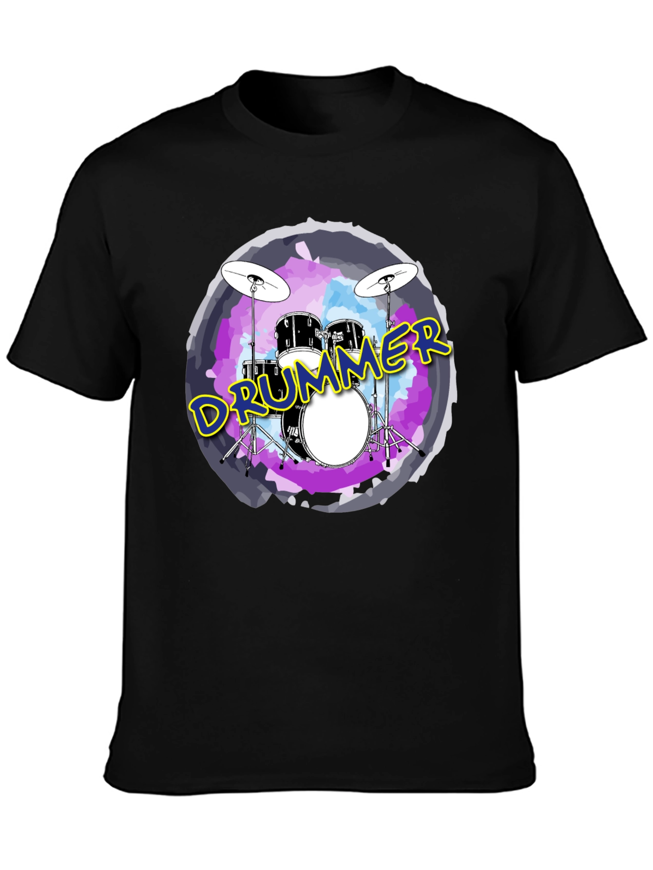 Drummer Graphic Black Crew Neck T-Shirt