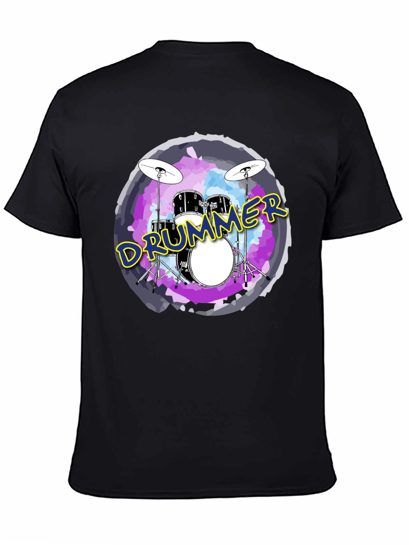 Drummer Graphic Black Crew Neck T-Shirt