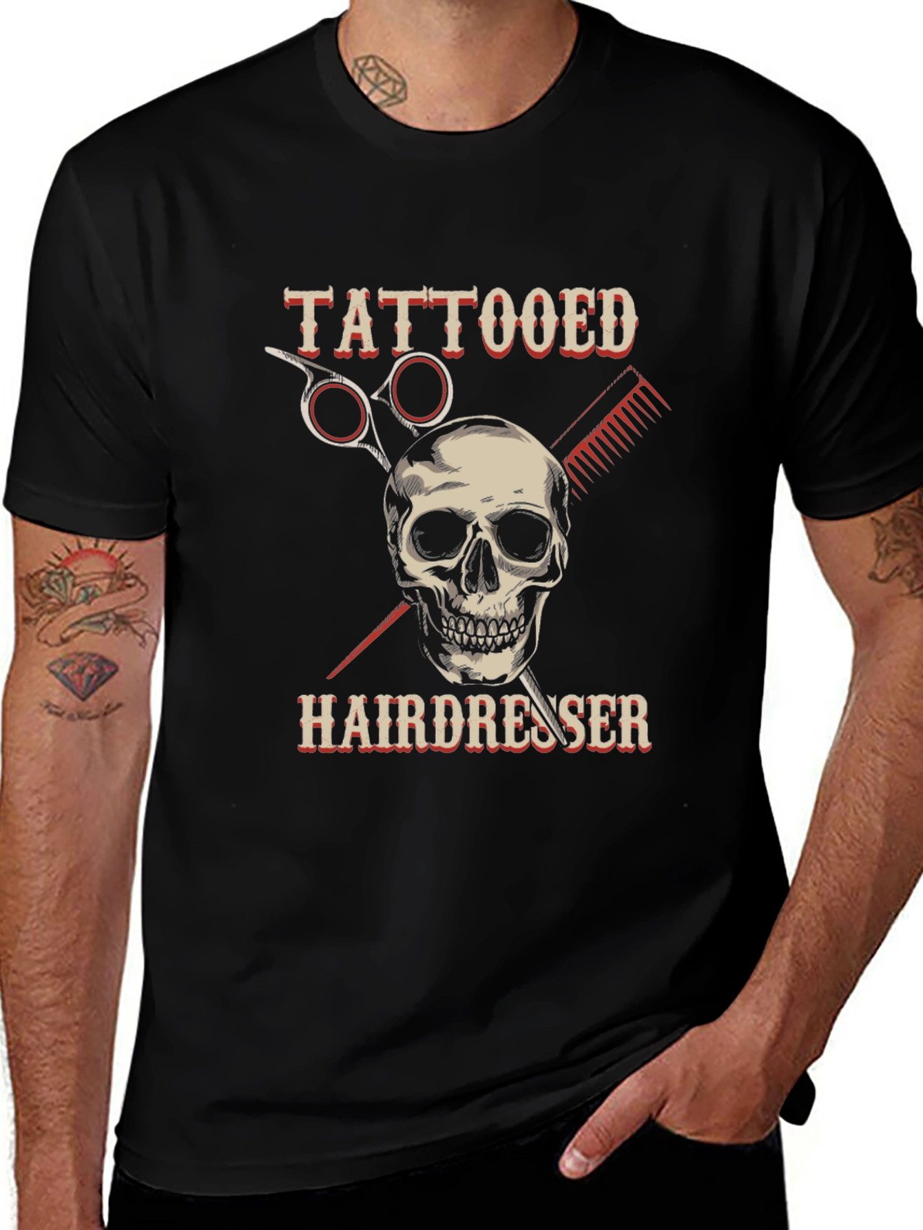 Tattooed Hairdresser T-Shirt - Skull Barber Tee