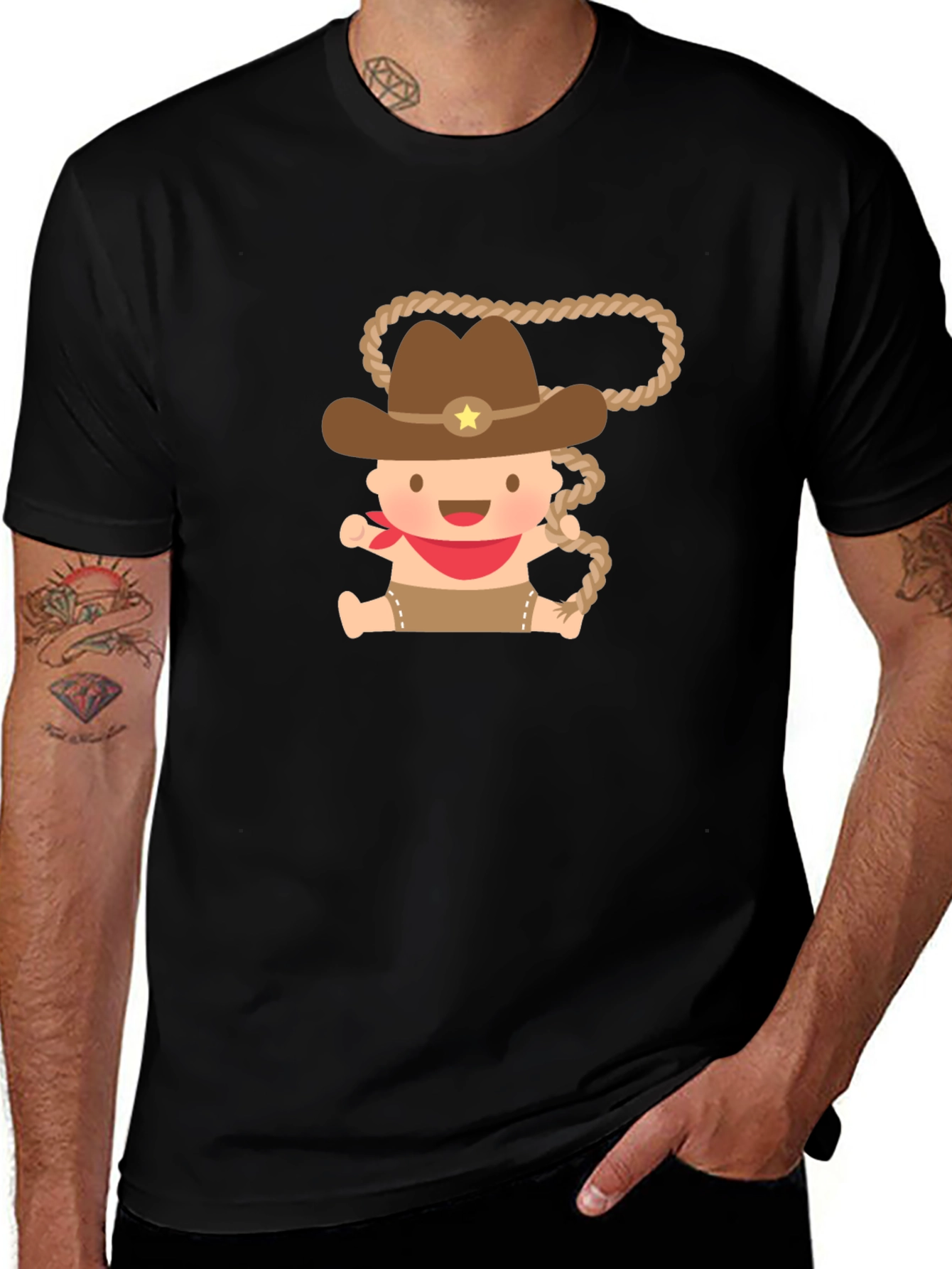 Cartoon Cowboy Baby T-Shirt - Black