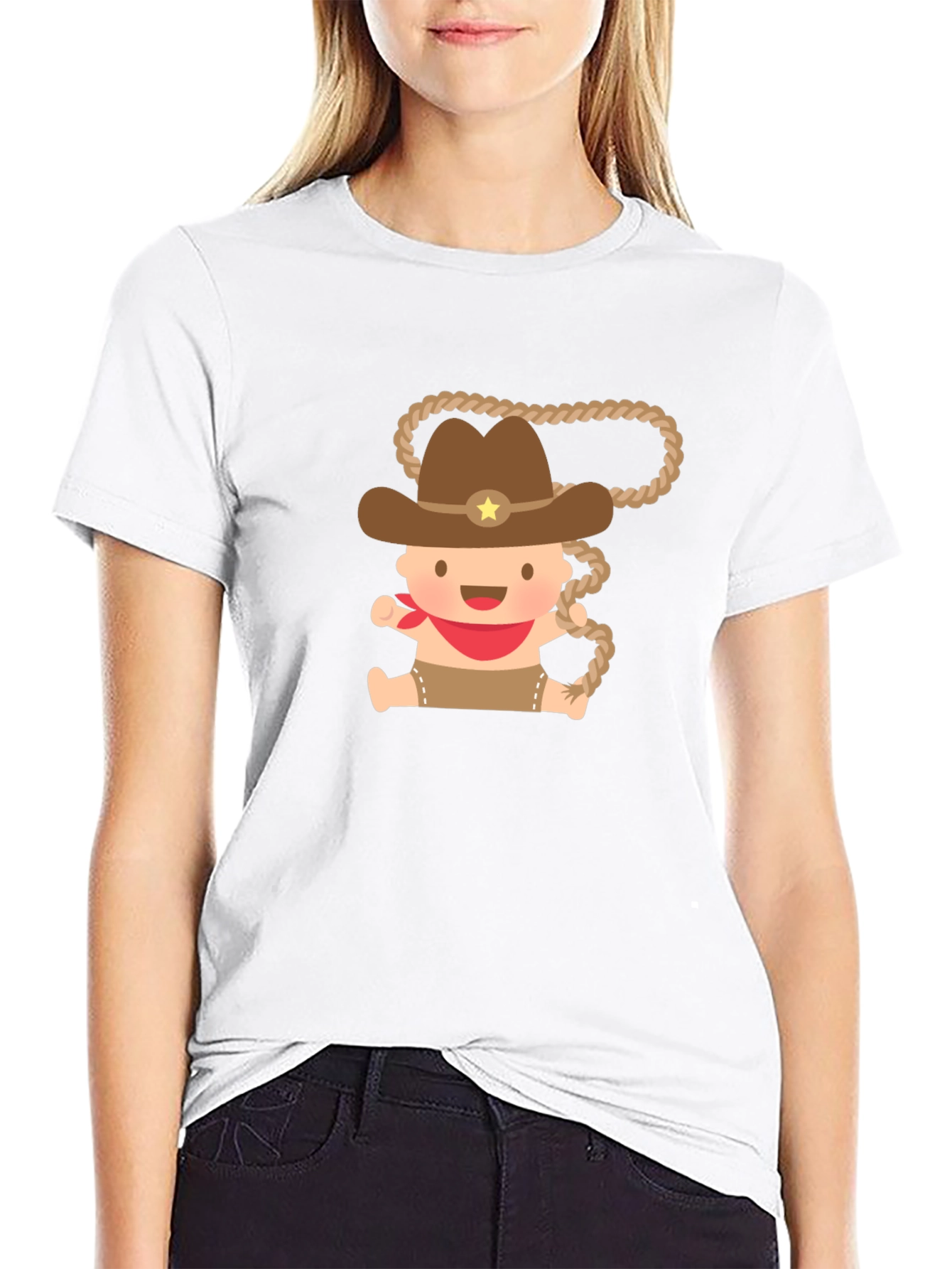 Cartoon Cowboy Baby T-Shirt - Black