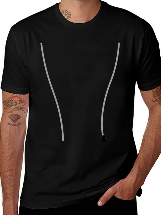 Mens Black T-Shirt - Stylish Accents Casual Comfort