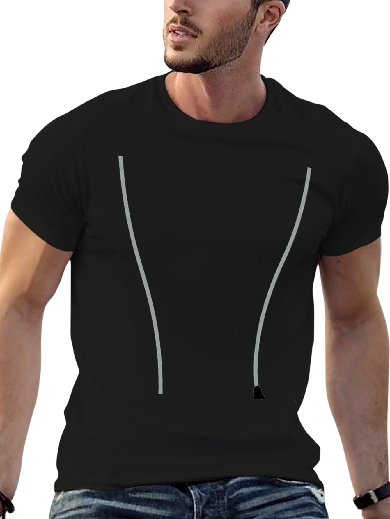 Mens Black T-Shirt - Stylish Accents Casual Comfort