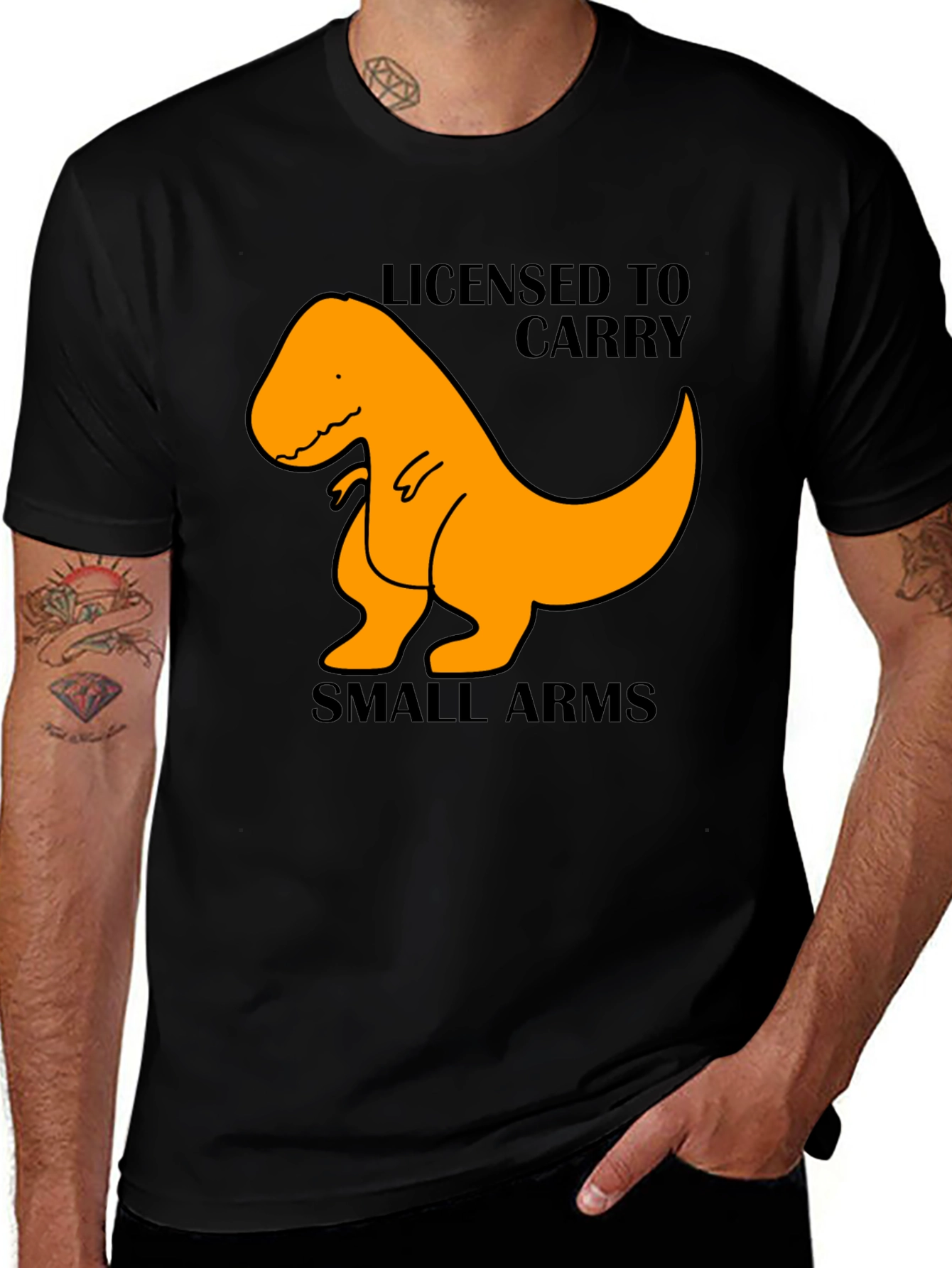 Licensed to Carry Small Arms T-Rex Black T-Shirt