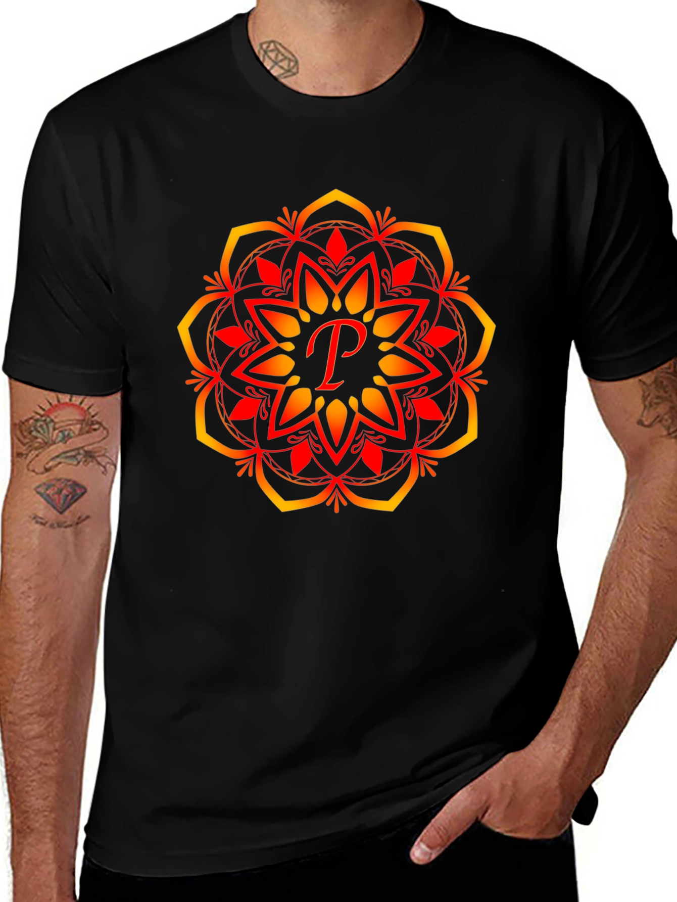 Mandala P Black T-Shirt - Stylish & Unique