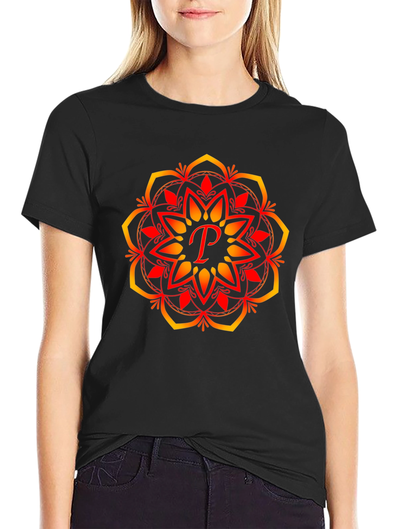 Mandala P Black T-Shirt - Stylish & Unique