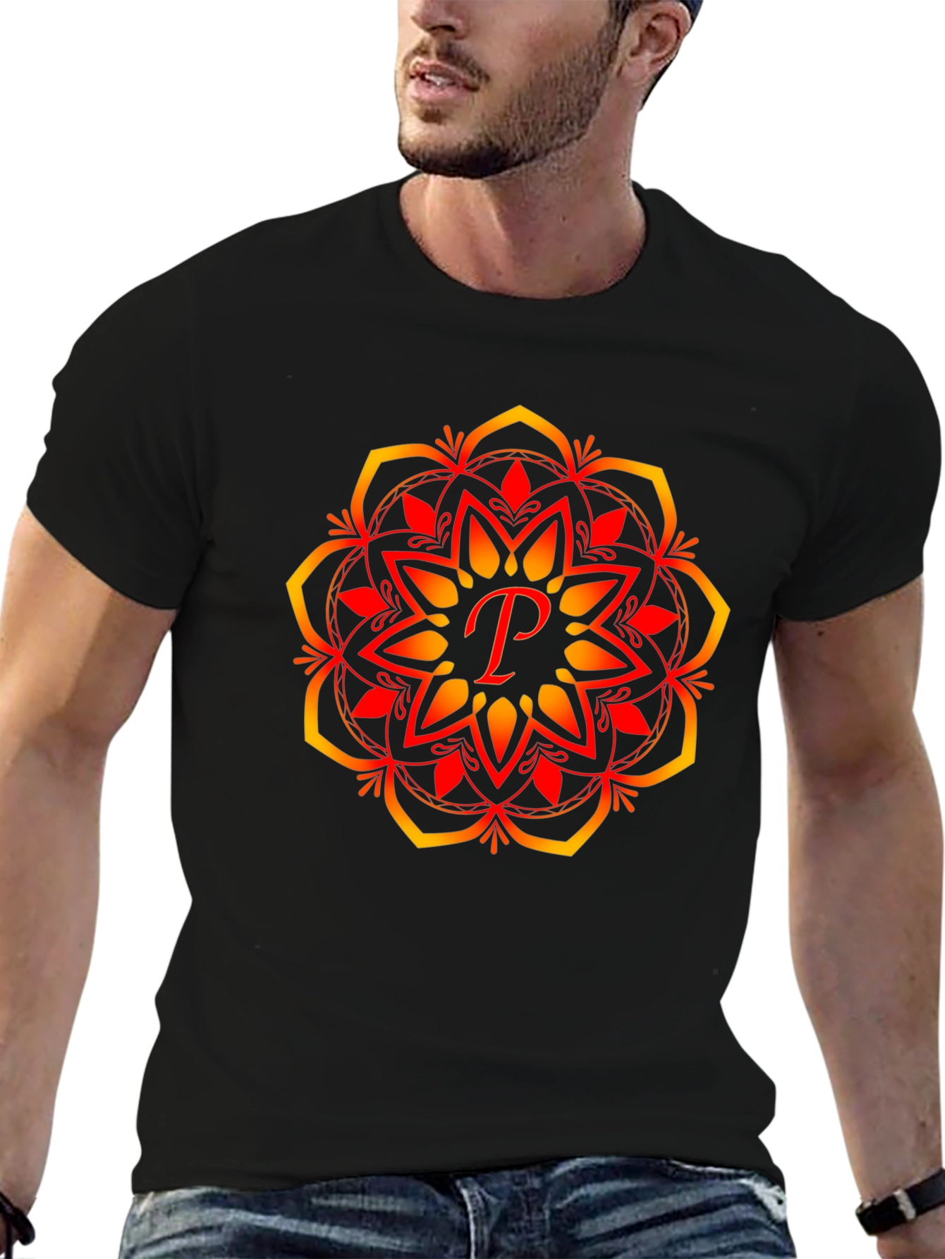 Mandala P Black T-Shirt - Stylish & Unique