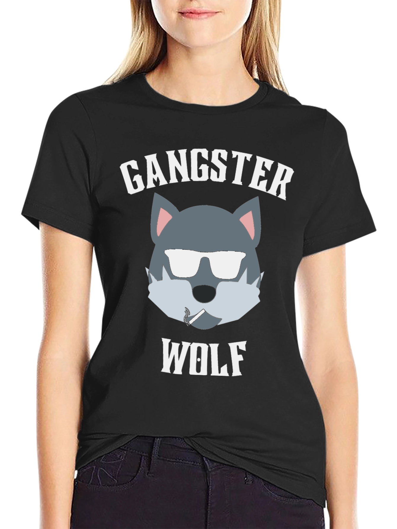 Gangster Wolf Graphic T-Shirt - Cool Casual Wear