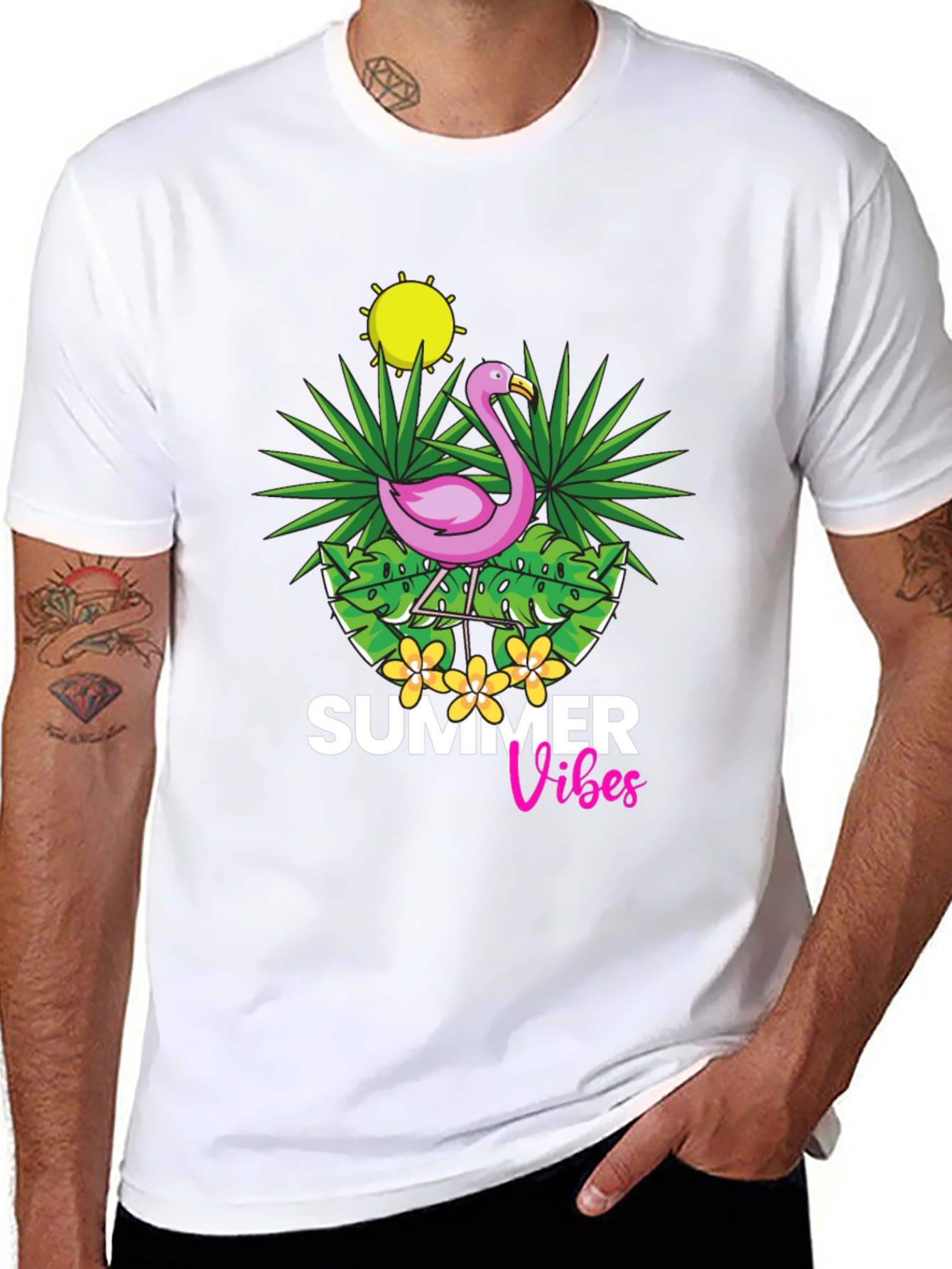 Summer Vibes Flamingo Graphic T-Shirt