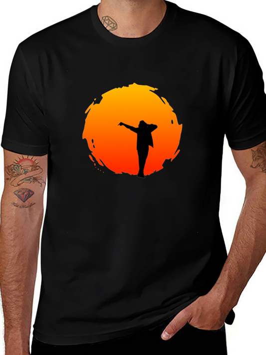 Silhouette Sunset Graphic Tee - Stylish Black T-Shirt