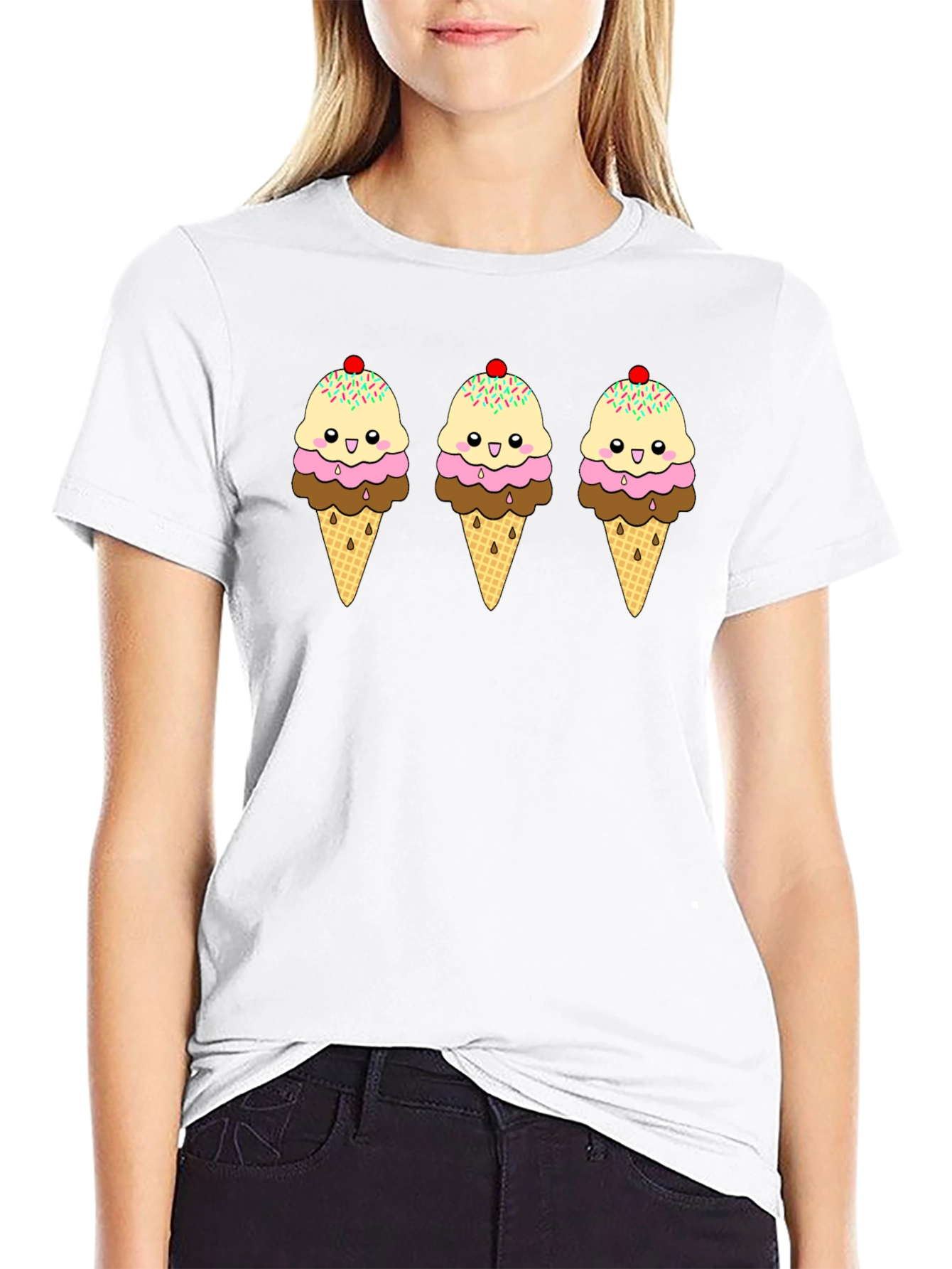 Kawaii Ice Cream Cones Graphic T-Shirt