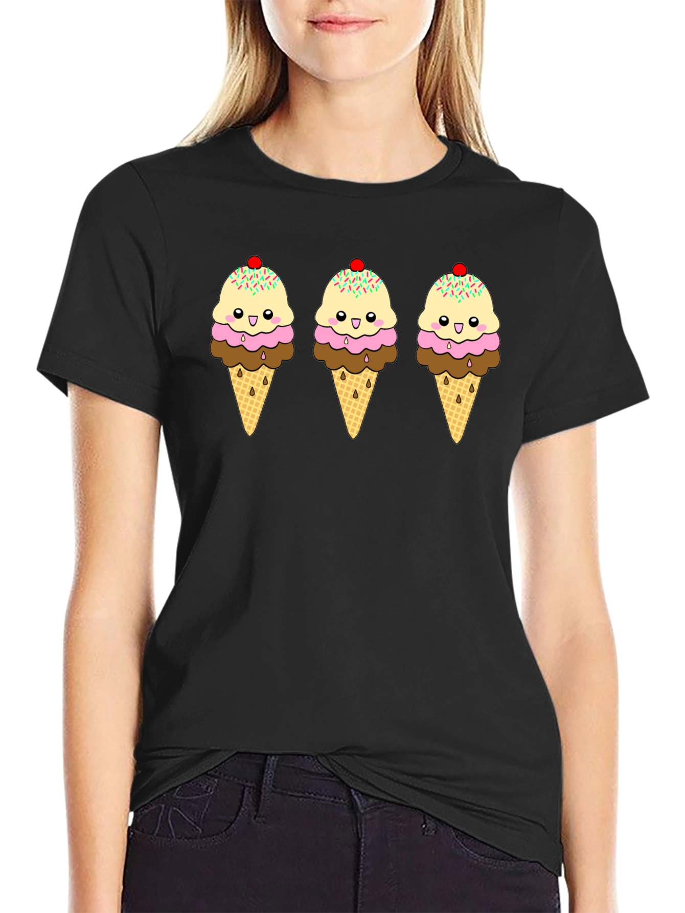 Kawaii Ice Cream Cones Graphic T-Shirt