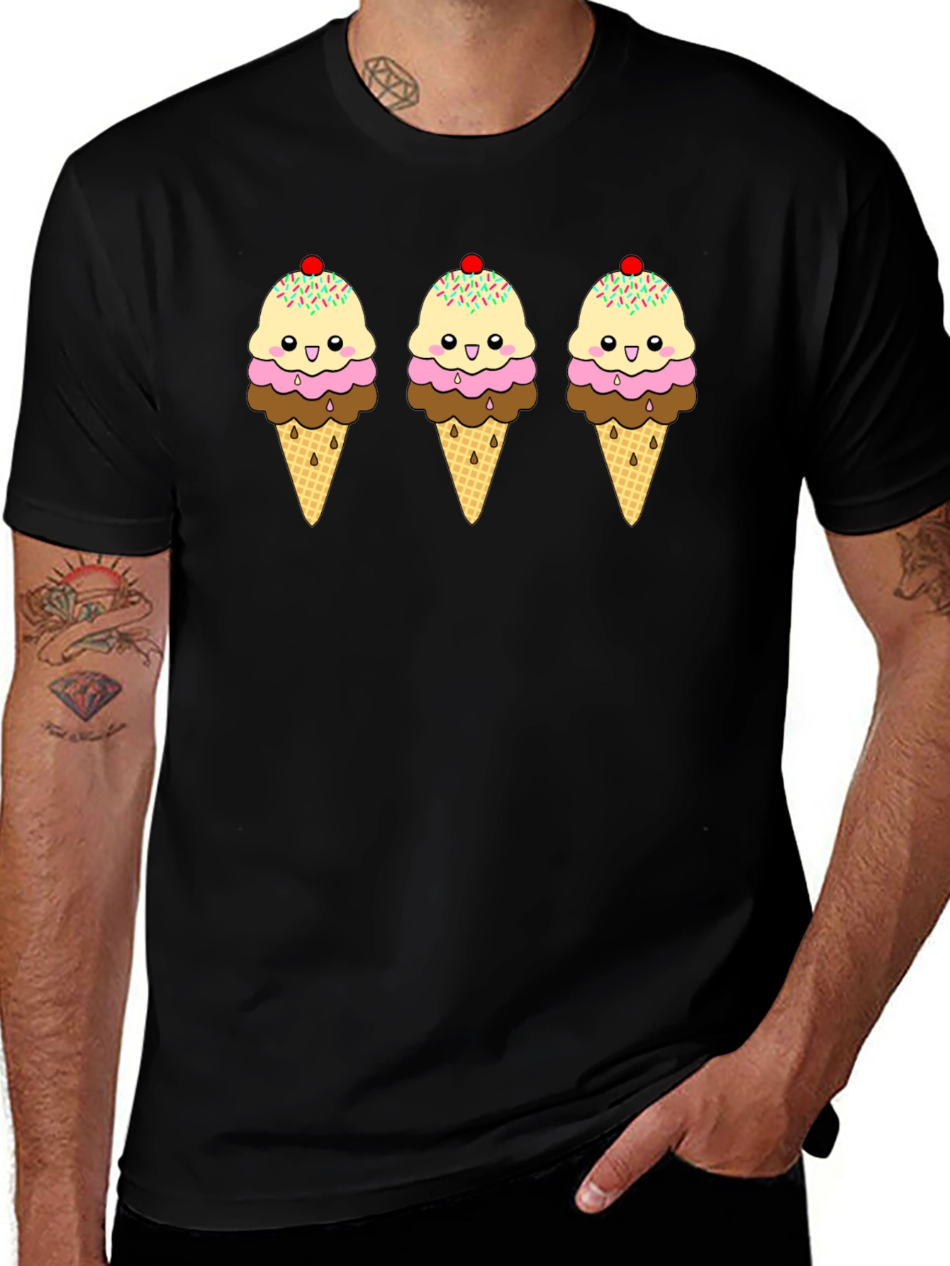 Kawaii Ice Cream Cones Graphic T-Shirt