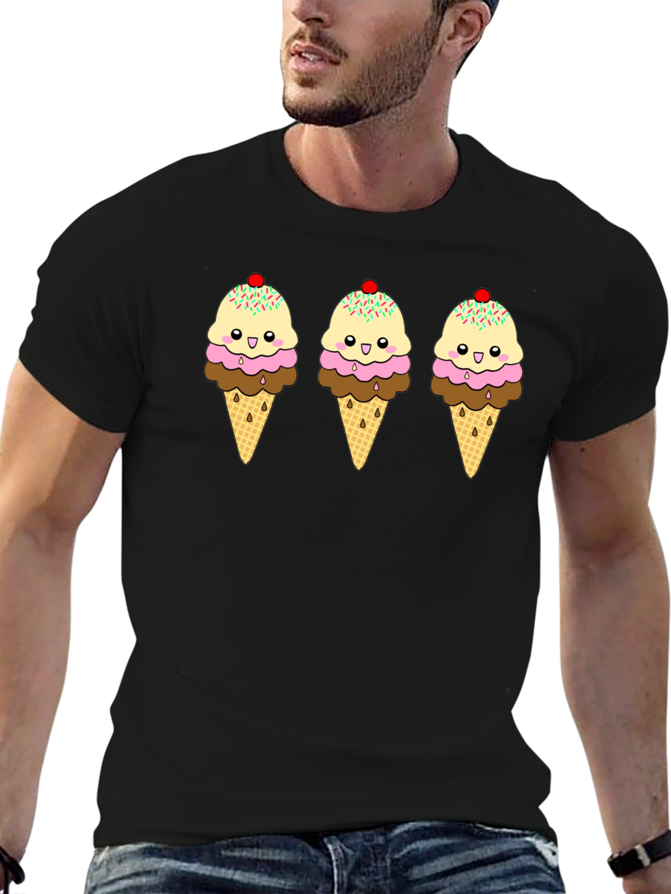 Kawaii Ice Cream Cones Graphic T-Shirt