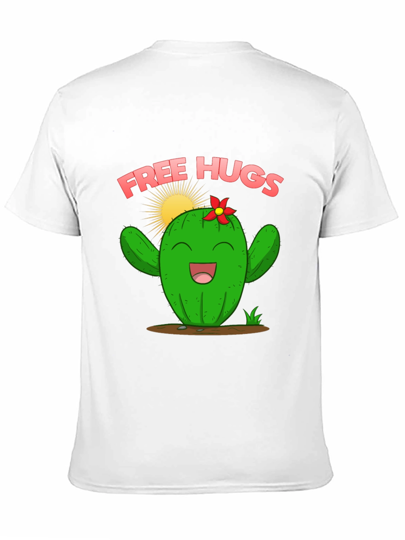 Free Hugs Cactus Graphic T-Shirt - Cute Unisex Tee