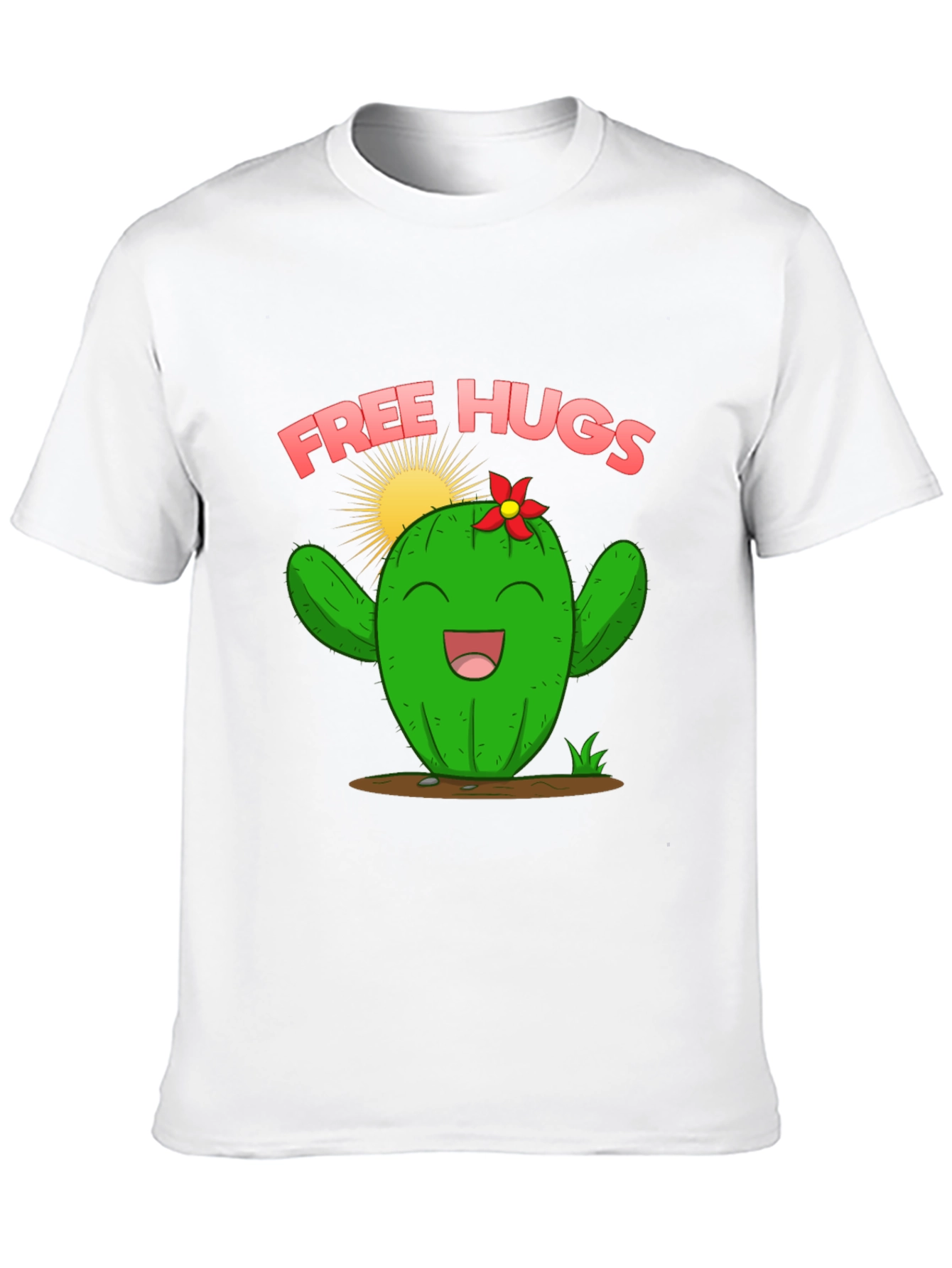 Free Hugs Cactus Graphic T-Shirt - Cute Unisex Tee