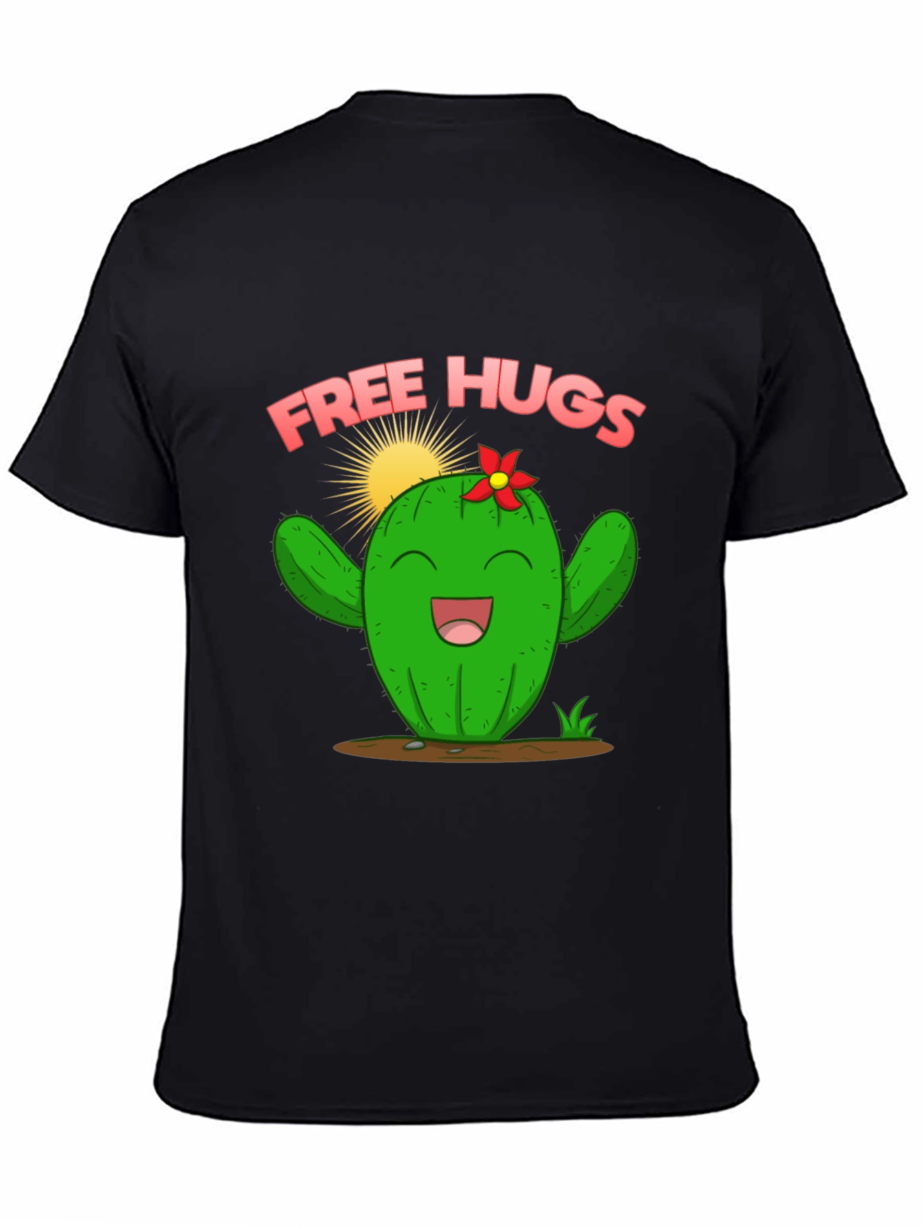 Free Hugs Cactus Graphic T-Shirt - Cute Unisex Tee