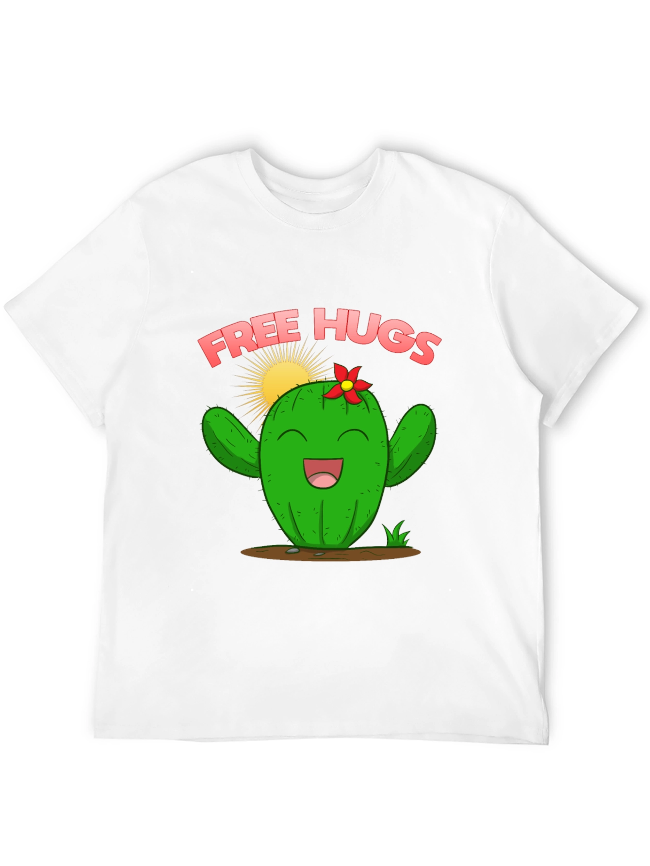 Free Hugs Cactus Graphic T-Shirt - Cute Unisex Tee
