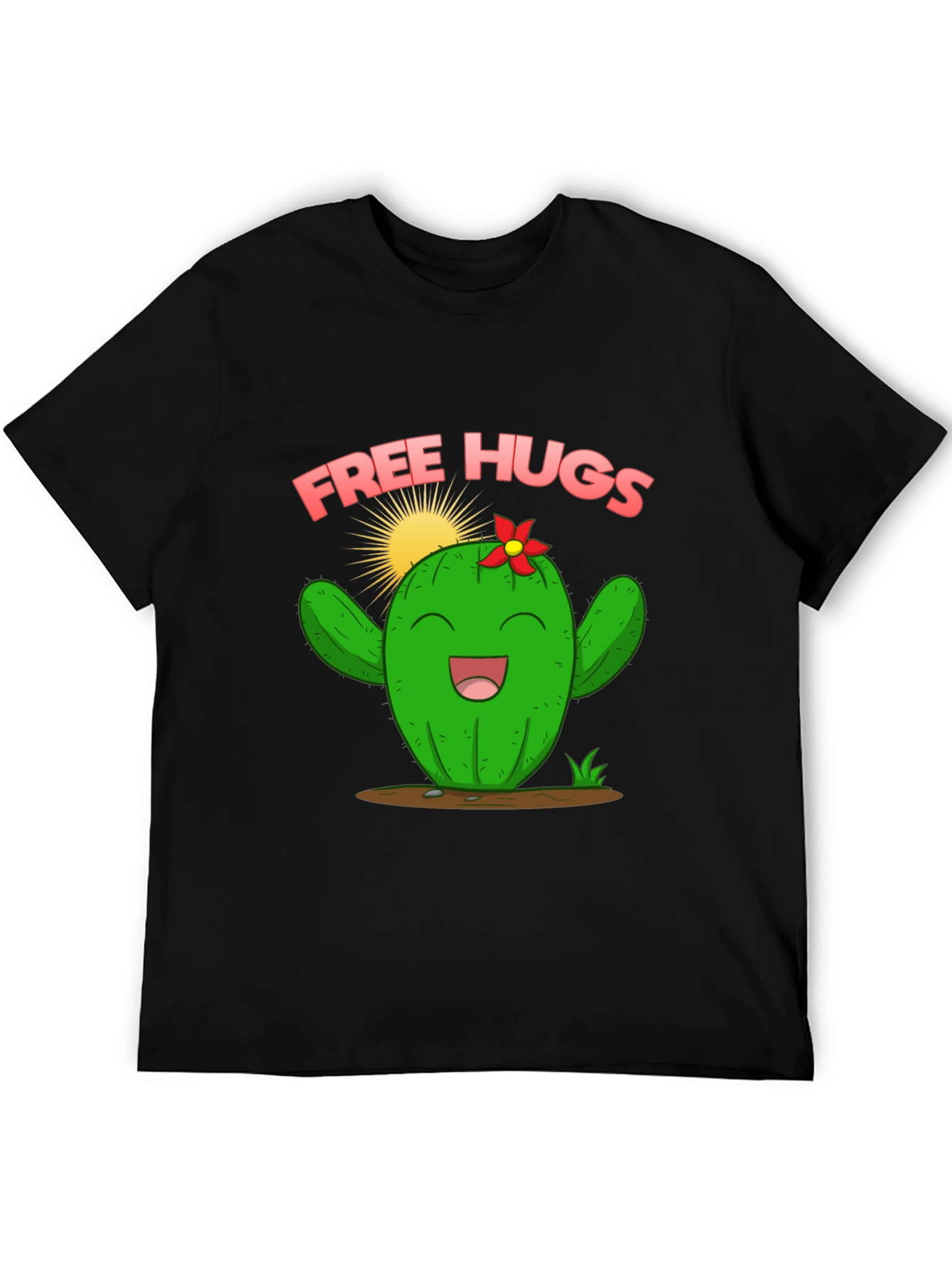 Free Hugs Cactus Graphic T-Shirt - Cute Unisex Tee