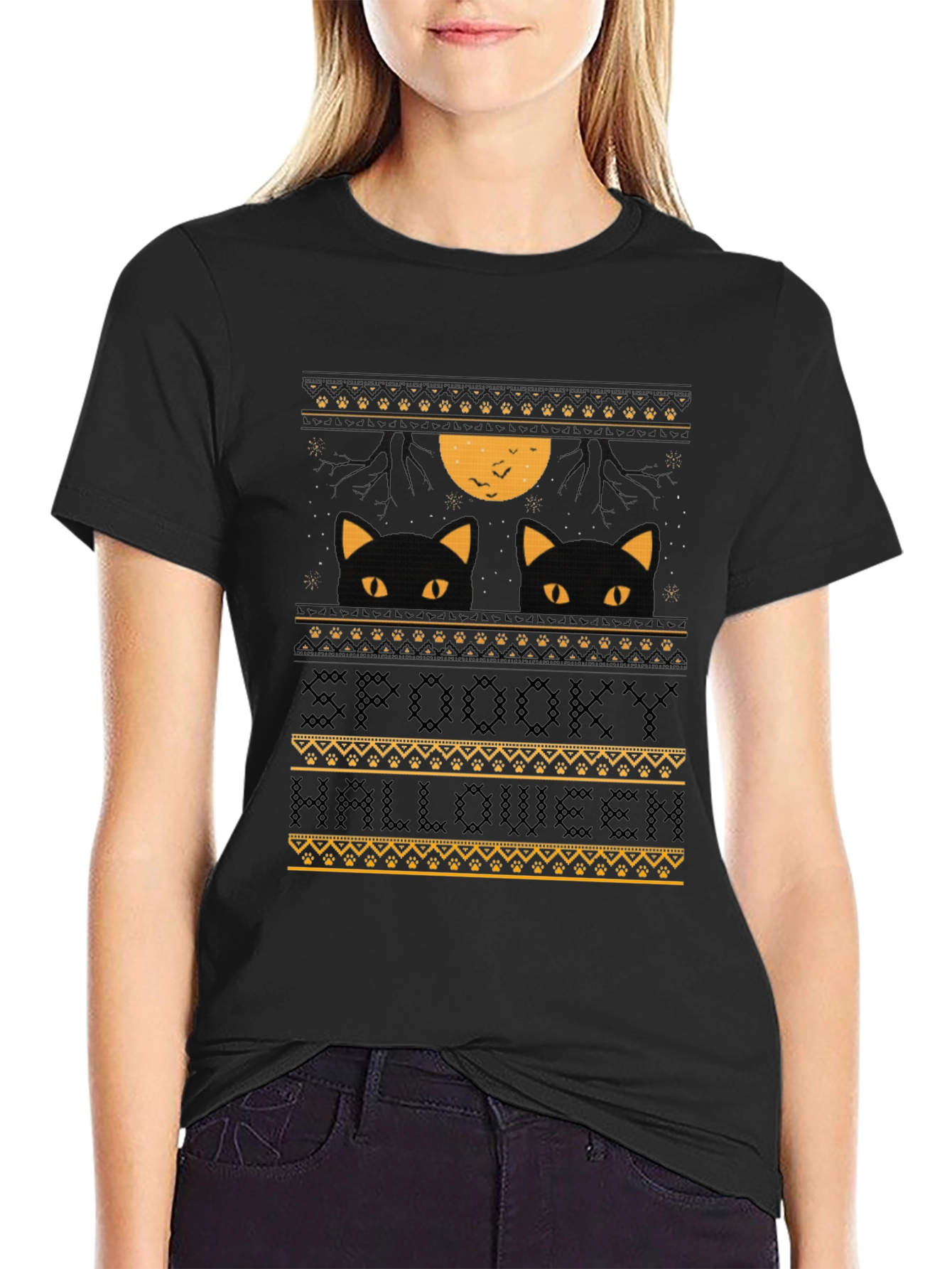 Spooky Halloween Cat T-Shirt