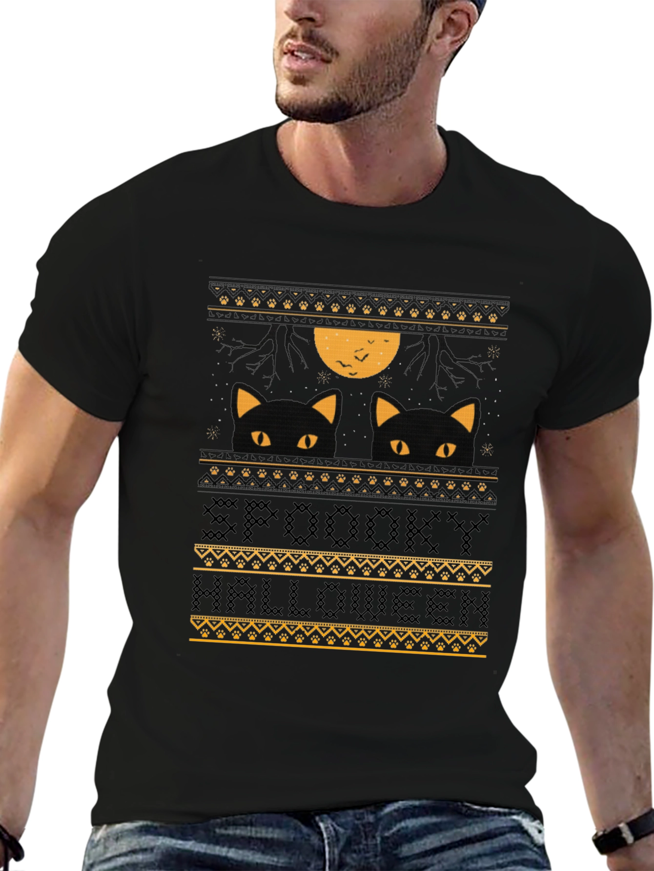 Spooky Halloween Cat T-Shirt