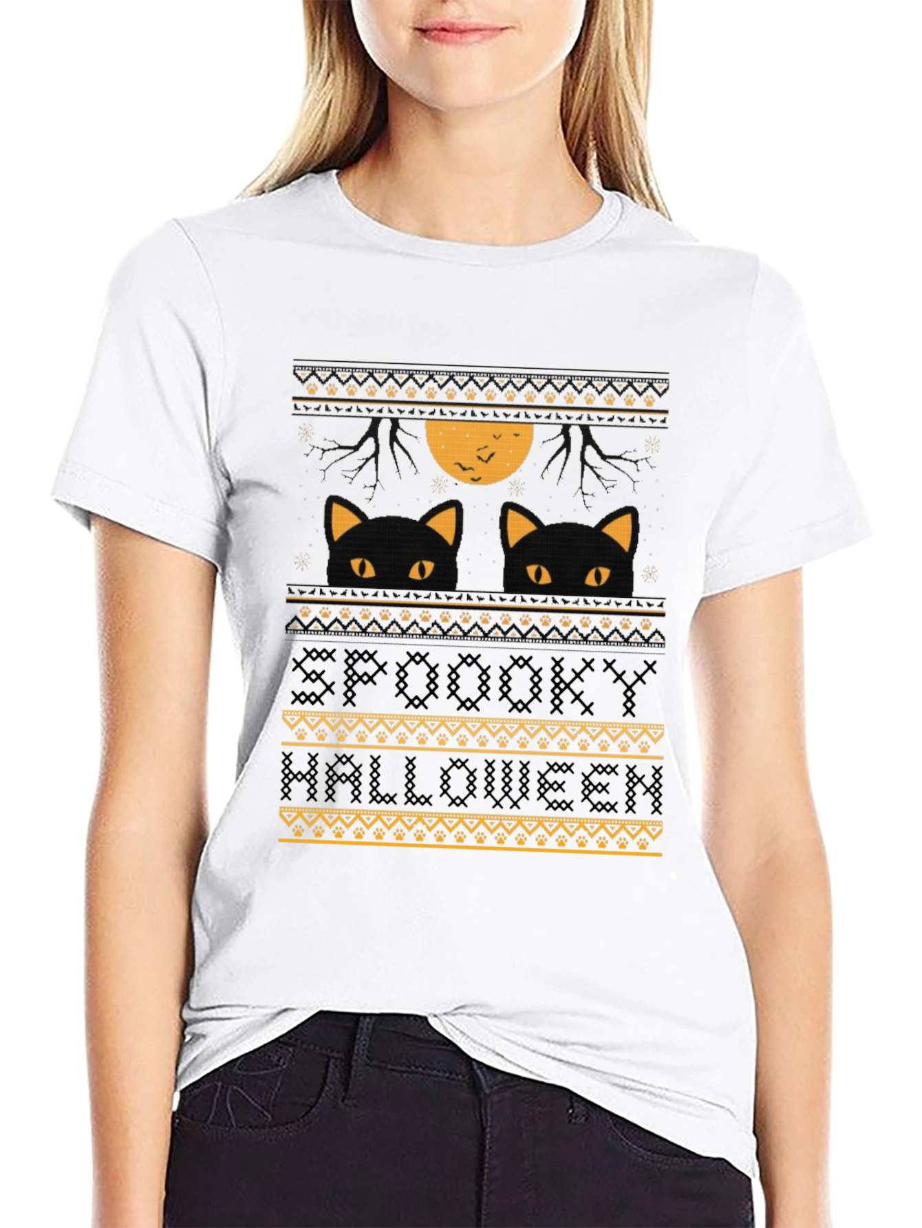 Spooky Halloween Cat T-Shirt