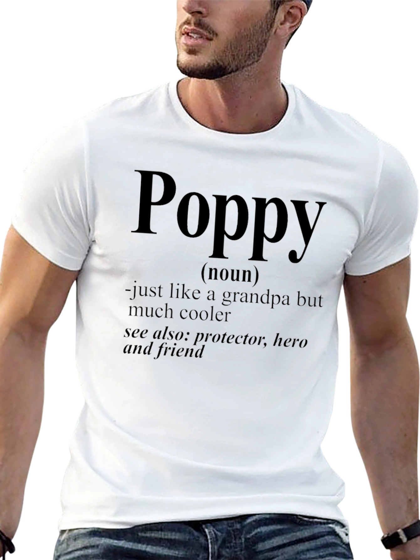 Poppy Definition Black T-Shirt - Cool Grandpa Hero Friend