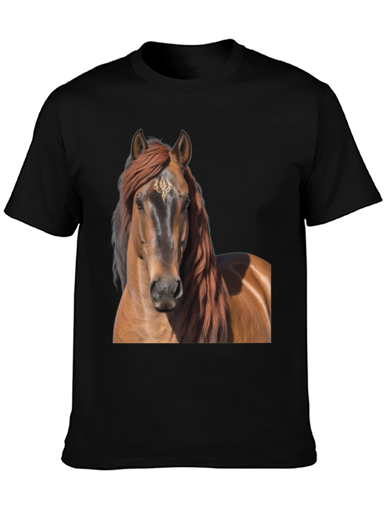 Horse Graphic Tee - Black Cotton T-Shirt