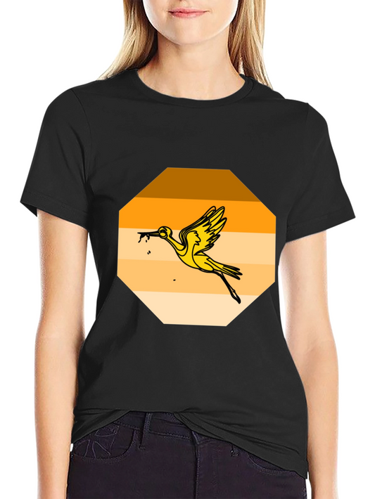Graphic Tee - Bird Design - Mens Black Cotton T-Shirt