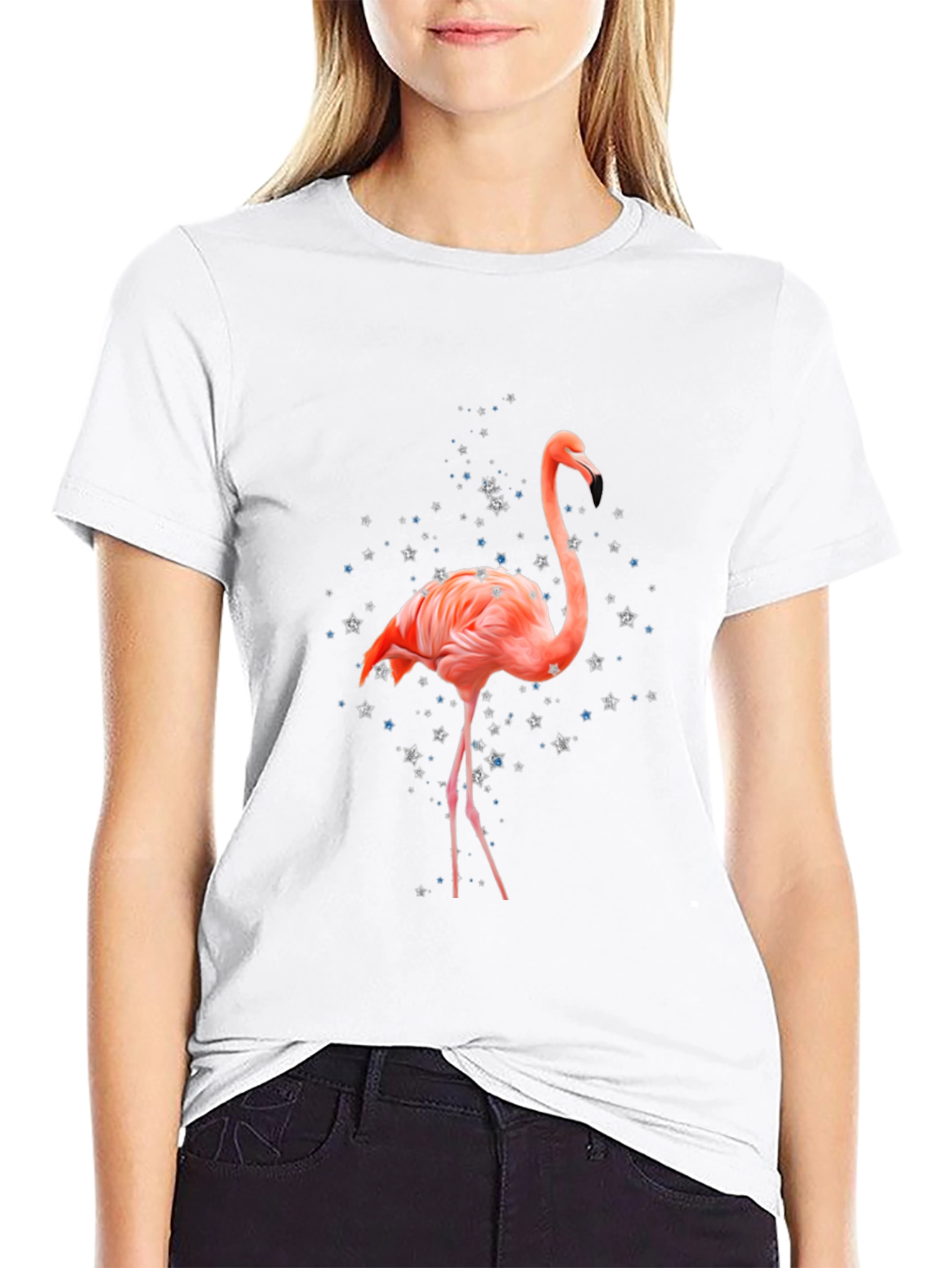 Flamingo T-Shirt - Black Cotton Blend