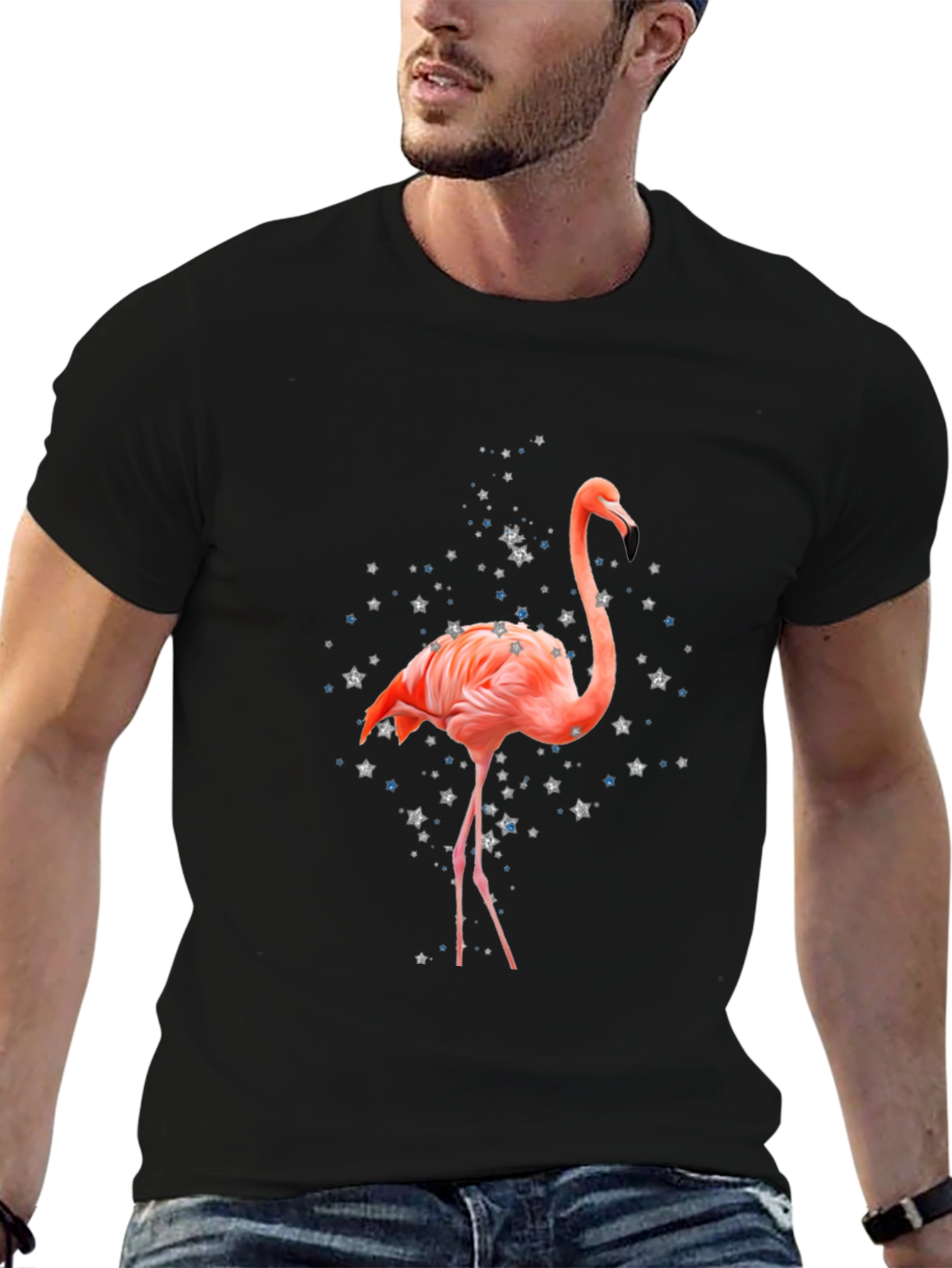 Flamingo T-Shirt - Black Cotton Blend